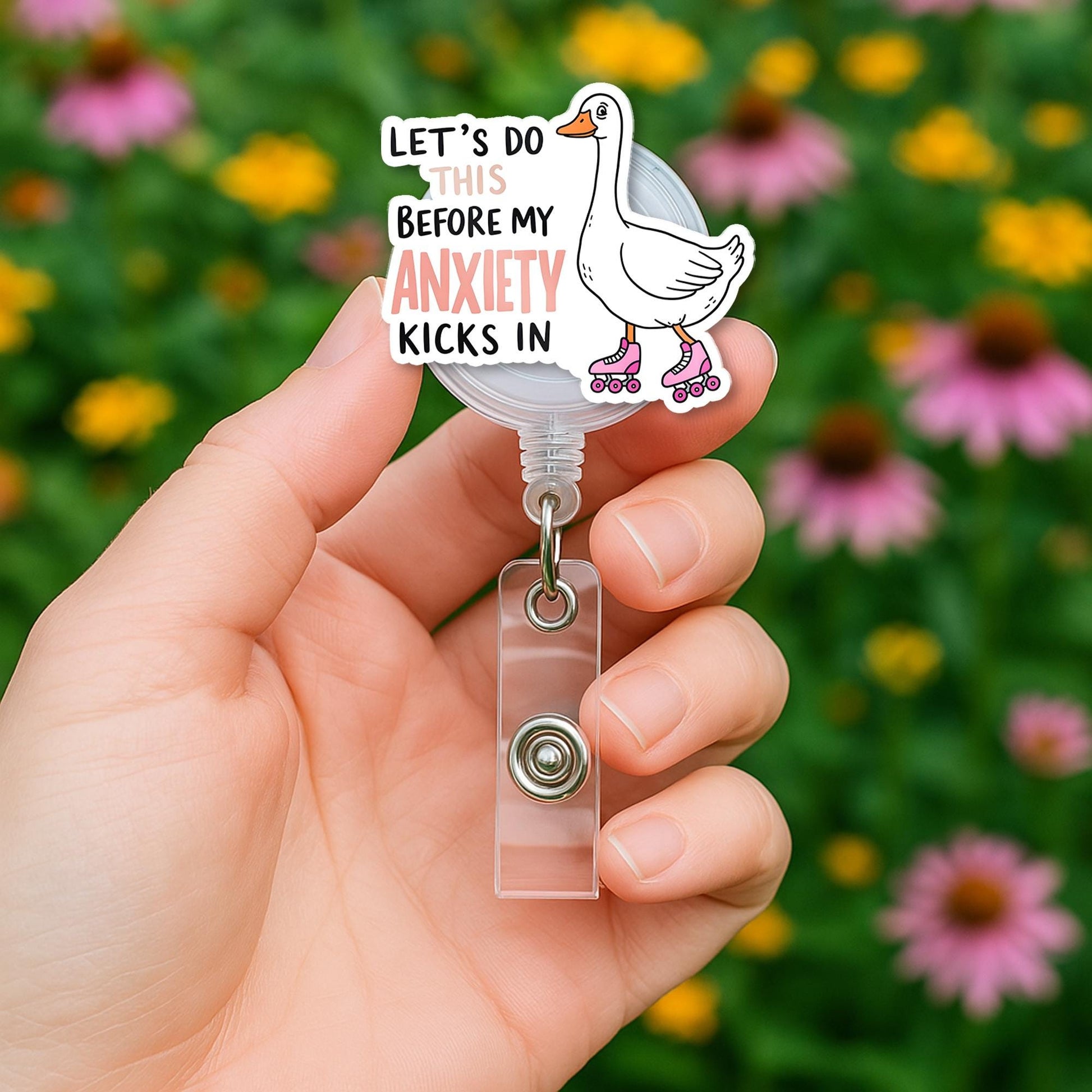 Funny Anxiety Goose Badge Reel | Relatable Goose ID Clip | Cute Mental Health Work Accessory | Nurse Badge Holder Gift