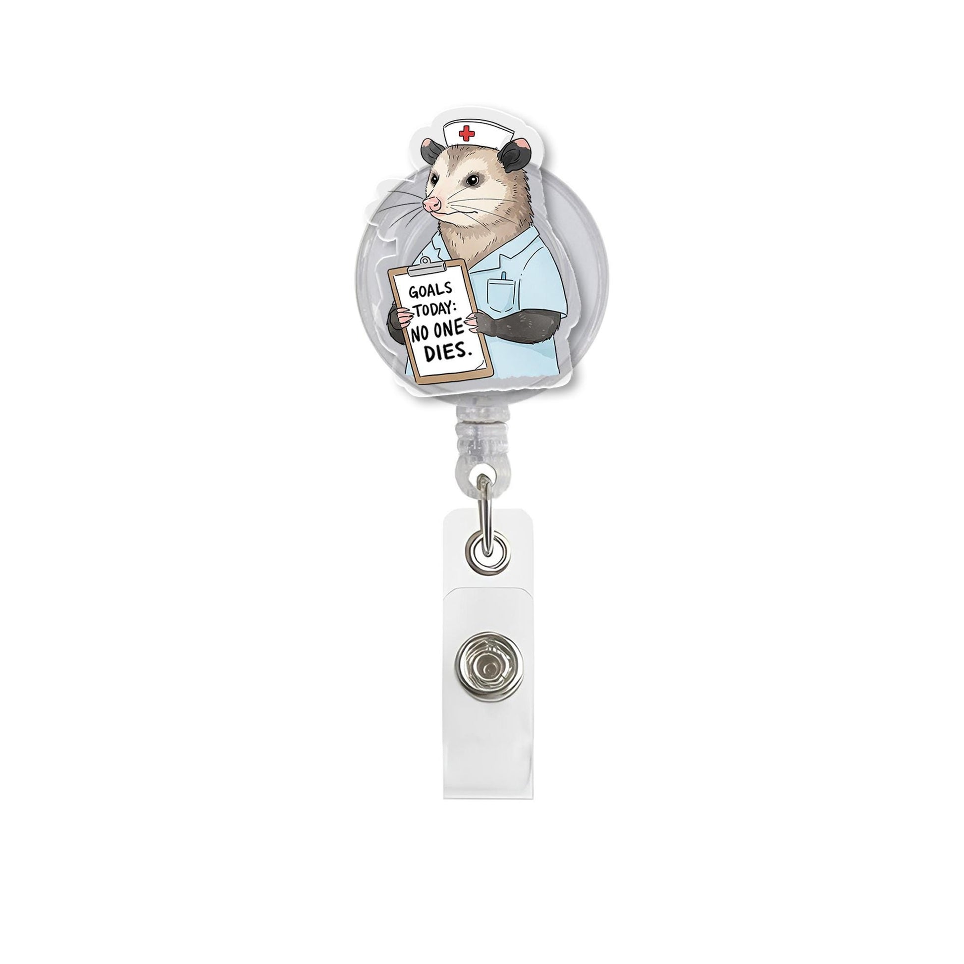 Funny Possum Nurse Badge Reel | Cute Medical ID Clip | Possum Hospital Badge Holder | Vet Tech Gift | Retractable Work Accessory