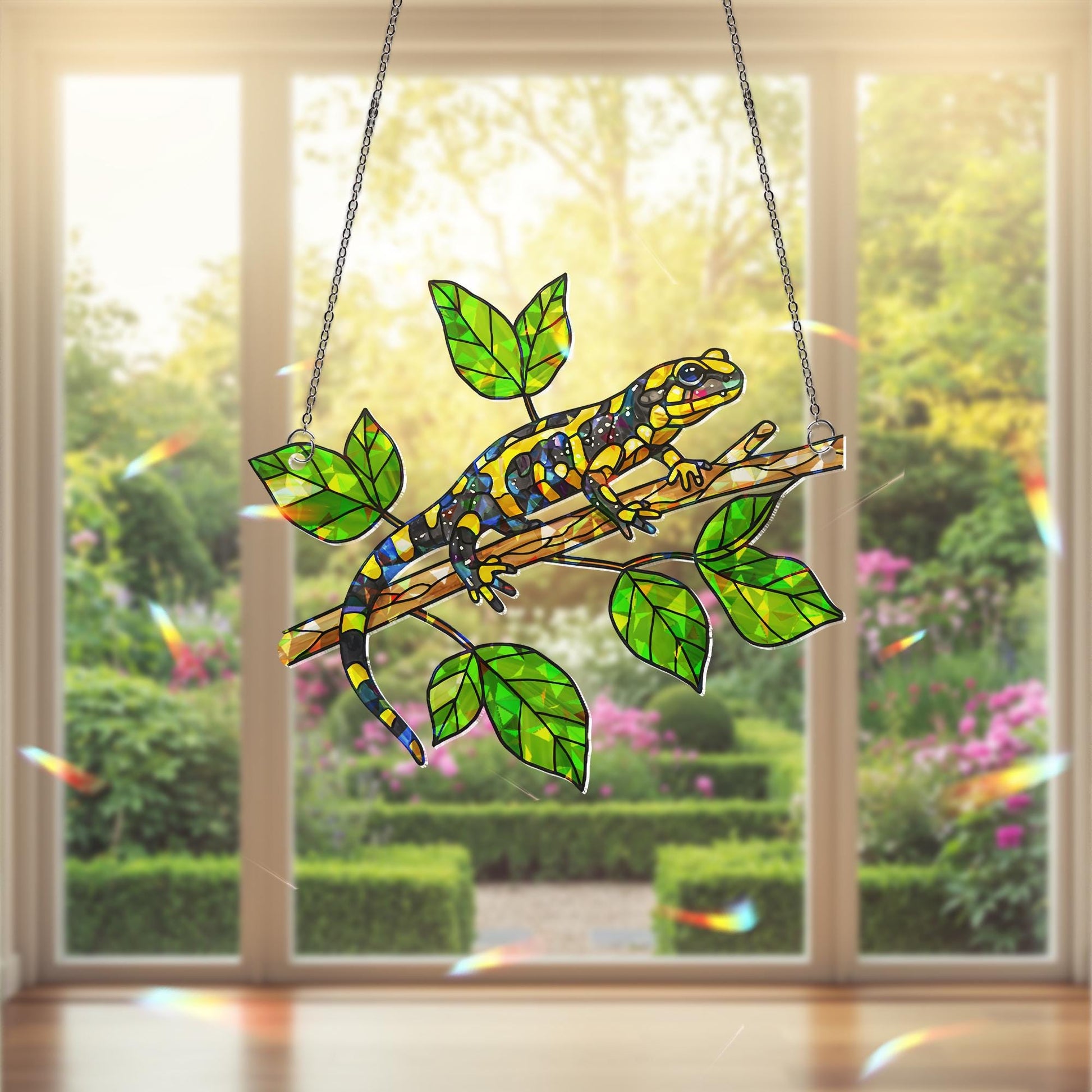 Tiger Salamander Window Hanging, Holographic Acrylic Suncatcher, Nature Reptile Decor, Lizard Window Art, Amphibian Gift, Reptile Mom Gift