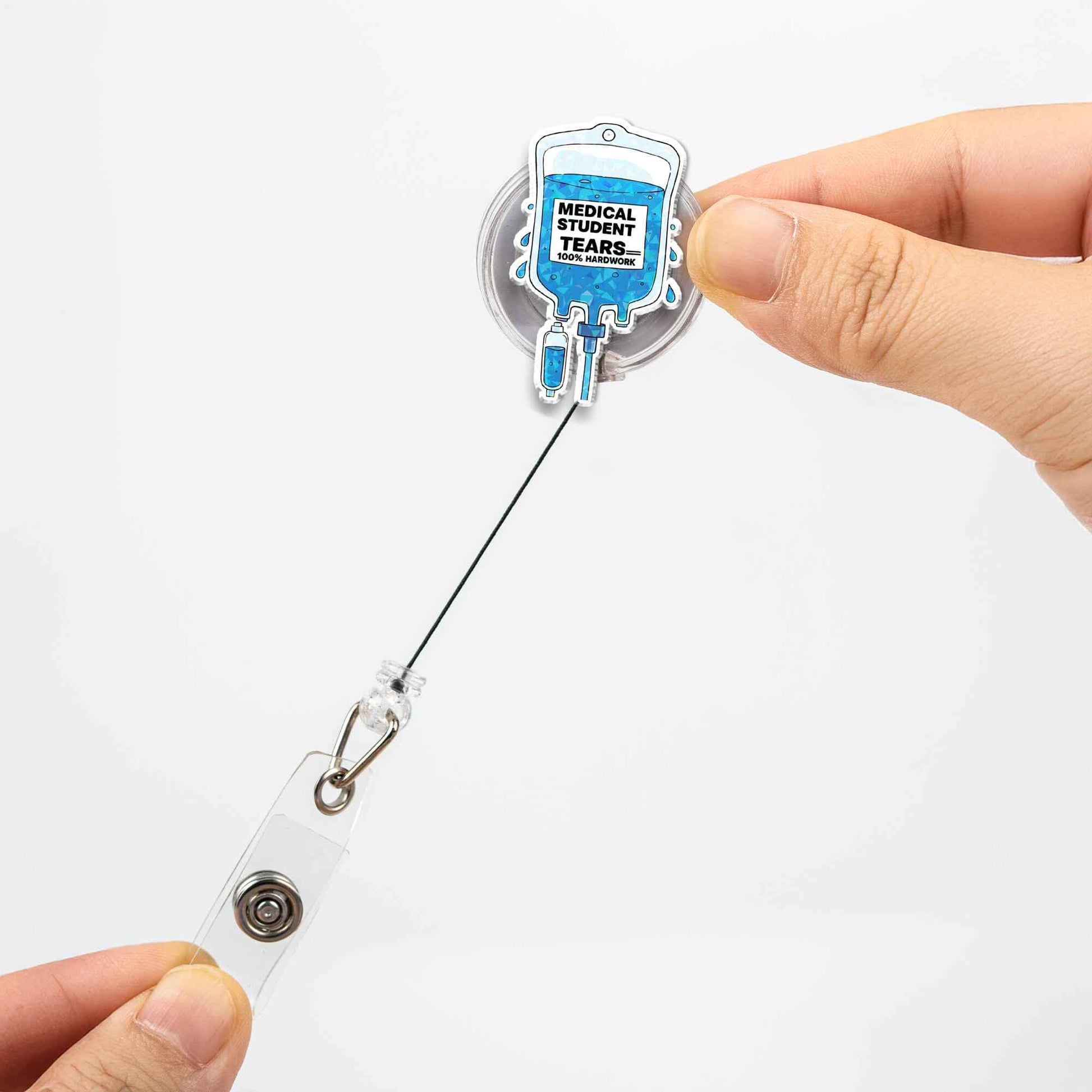Funny Medical Student Tears IV Bag Badge Reel, Retractable ID Holder, Humorous Nurse Gift, Doctor Accessory, Med School Life, Healthcare