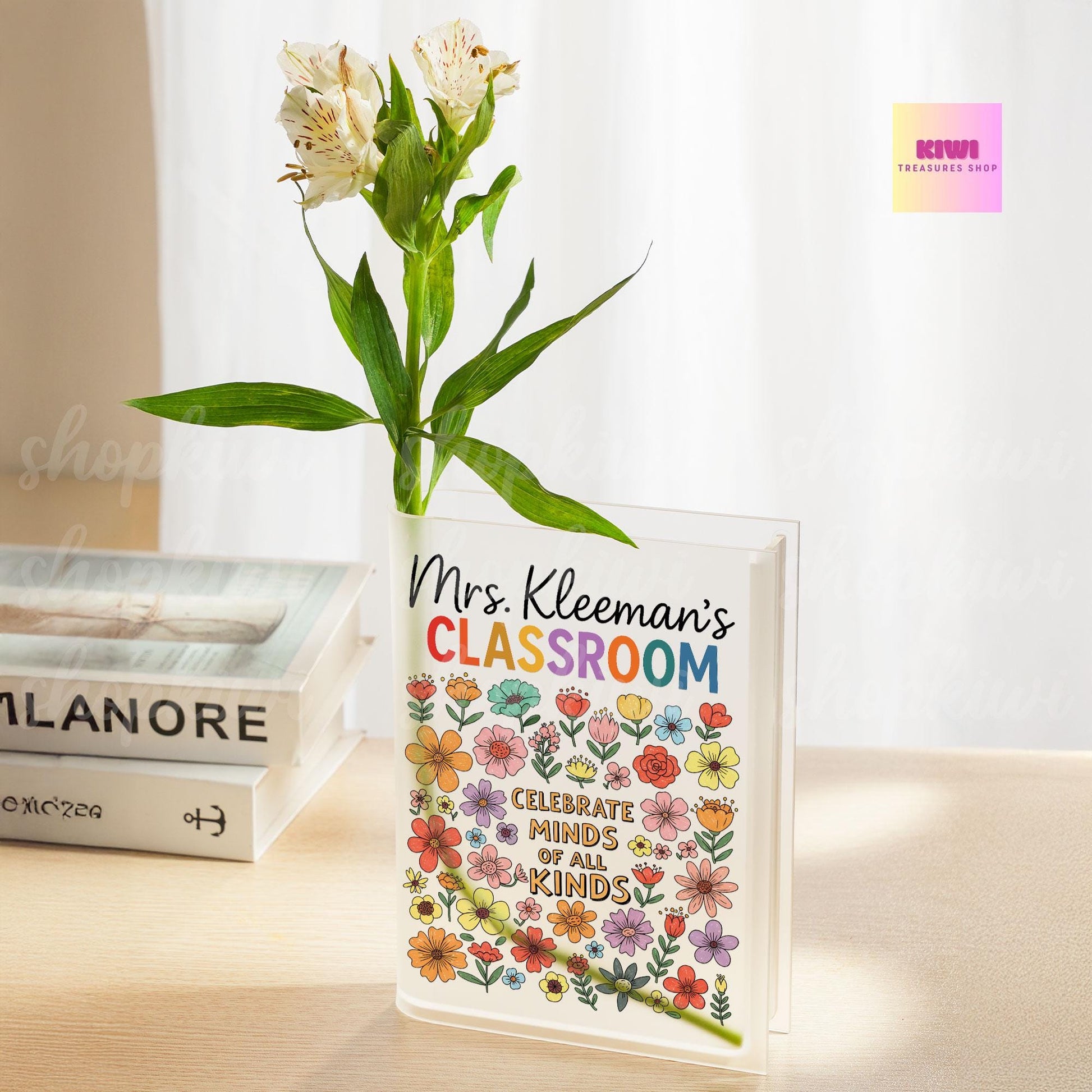 Celebrate Minds of All Kinds Vase, Teacher Book Vase, Autism Awareness Decor, Neurodiversity Gift, SPED Teacher Desk Decor, Classroom Vase