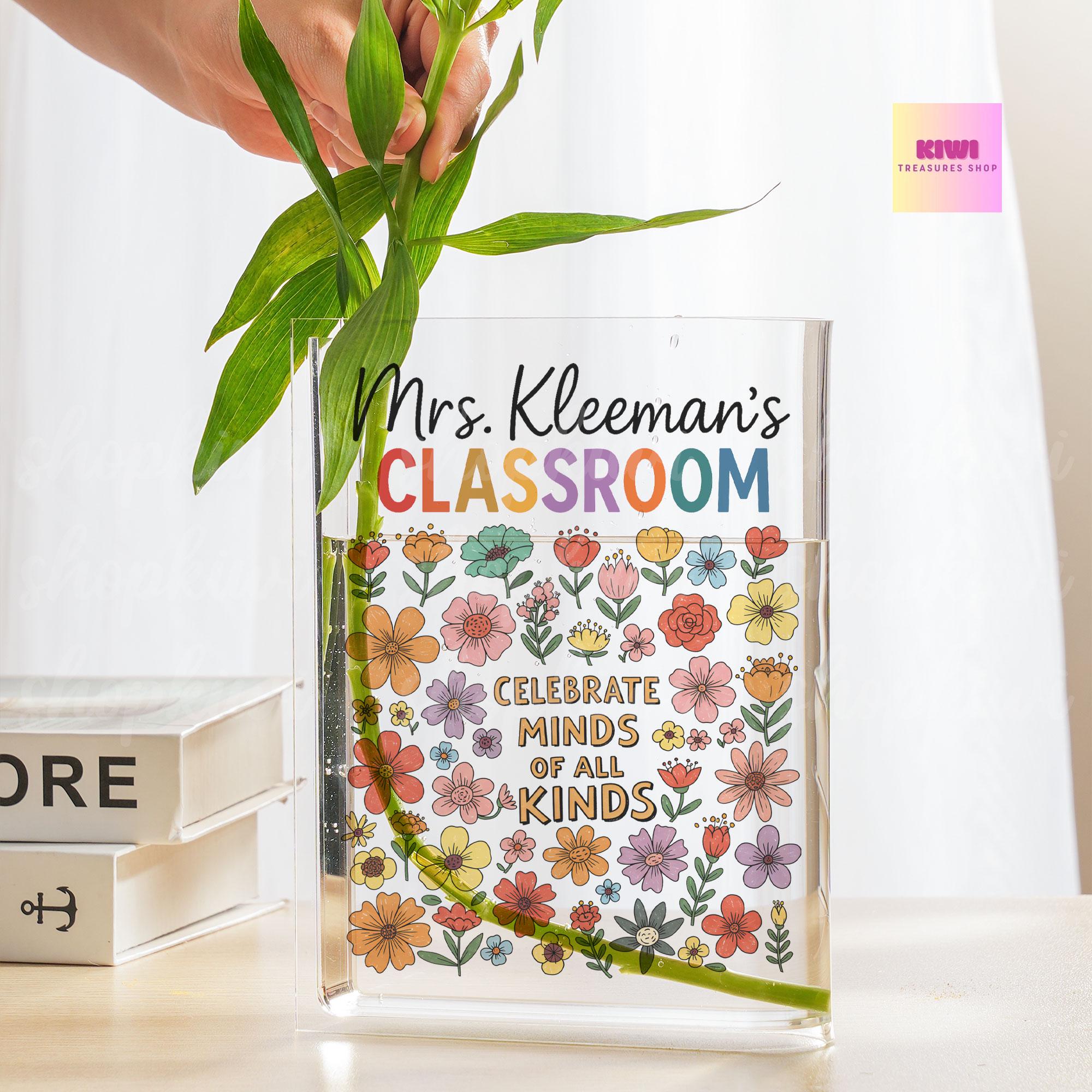 Celebrate Minds of All Kinds Vase, Teacher Book Vase, Autism Awareness Decor, Neurodiversity Gift, SPED Teacher Desk Decor, Classroom Vase
