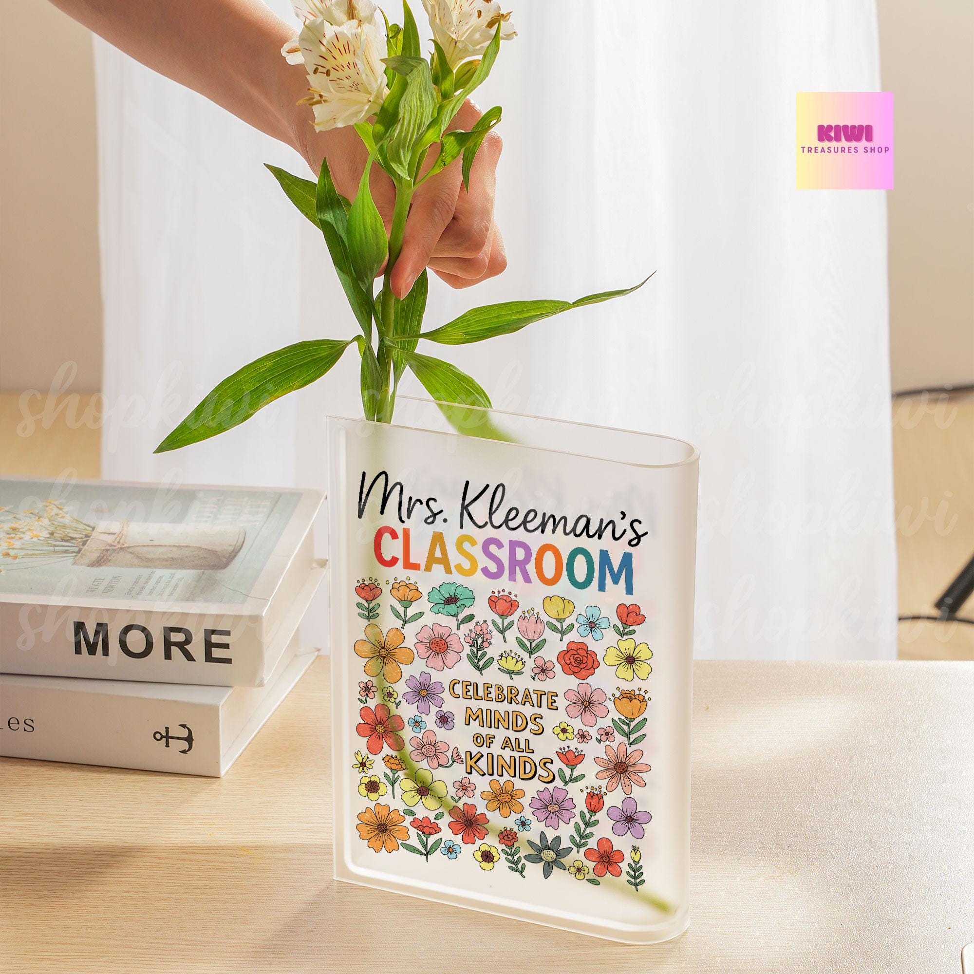 Celebrate Minds of All Kinds Vase, Teacher Book Vase, Autism Awareness Decor, Neurodiversity Gift, SPED Teacher Desk Decor, Classroom Vase