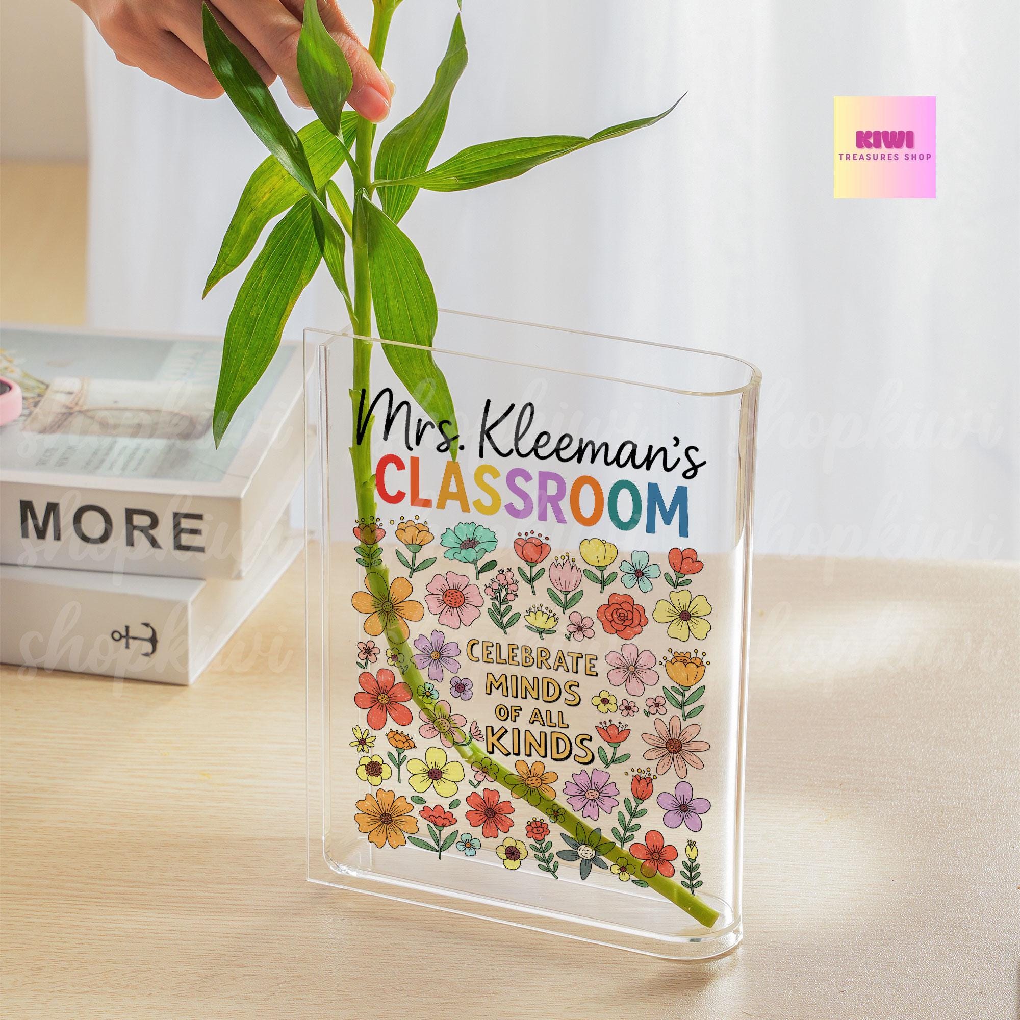 Celebrate Minds of All Kinds Vase, Teacher Book Vase, Autism Awareness Decor, Neurodiversity Gift, SPED Teacher Desk Decor, Classroom Vase