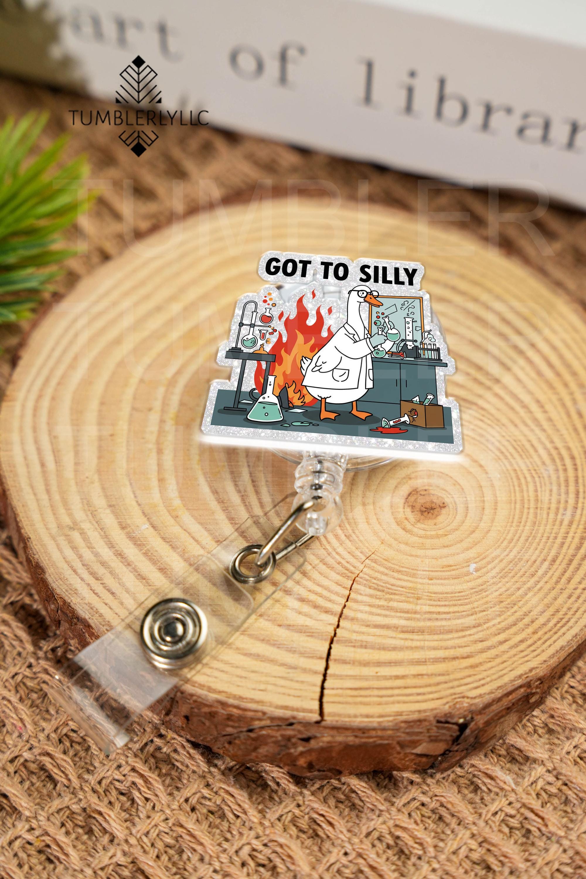 Got To Silly Goose Badge Reel, Holder Funny Science Lab Chaos Cartoon ID Clip, Gift for Nurse Doctor Scientist Lab Tech Student Retractable