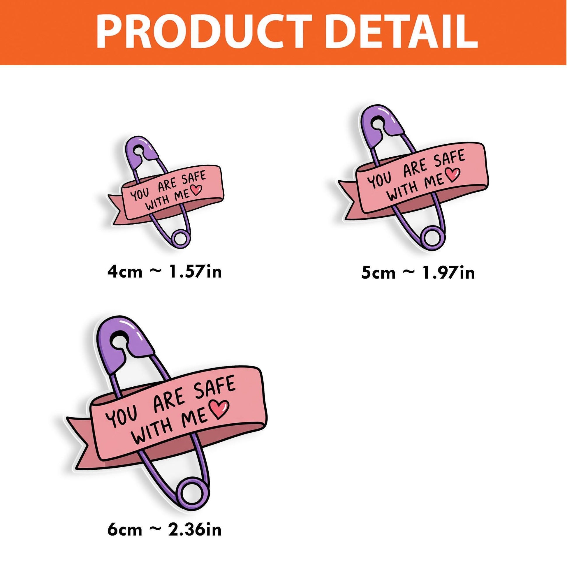 You Are Safe With Me Badge Reel, Safety Pin Design Retractable ID Holder, Cute Nurse Teacher Gift, Healthcare Ally Support Accessory