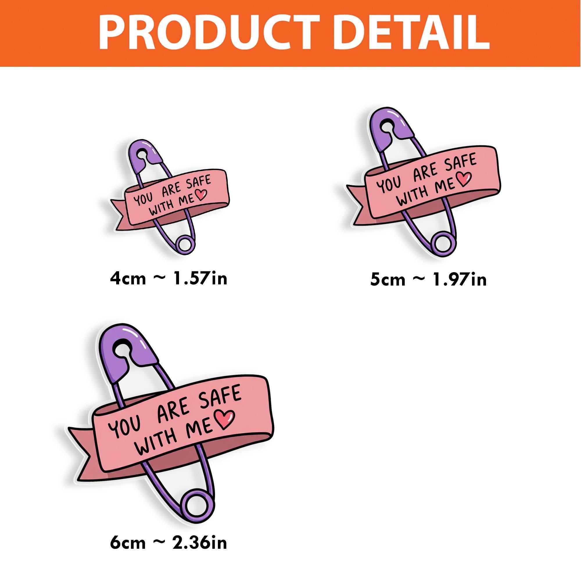 You Are Safe With Me Badge Reel, Safety Pin Design Retractable ID Holder, Cute Nurse Teacher Gift, Healthcare Ally Support Accessory