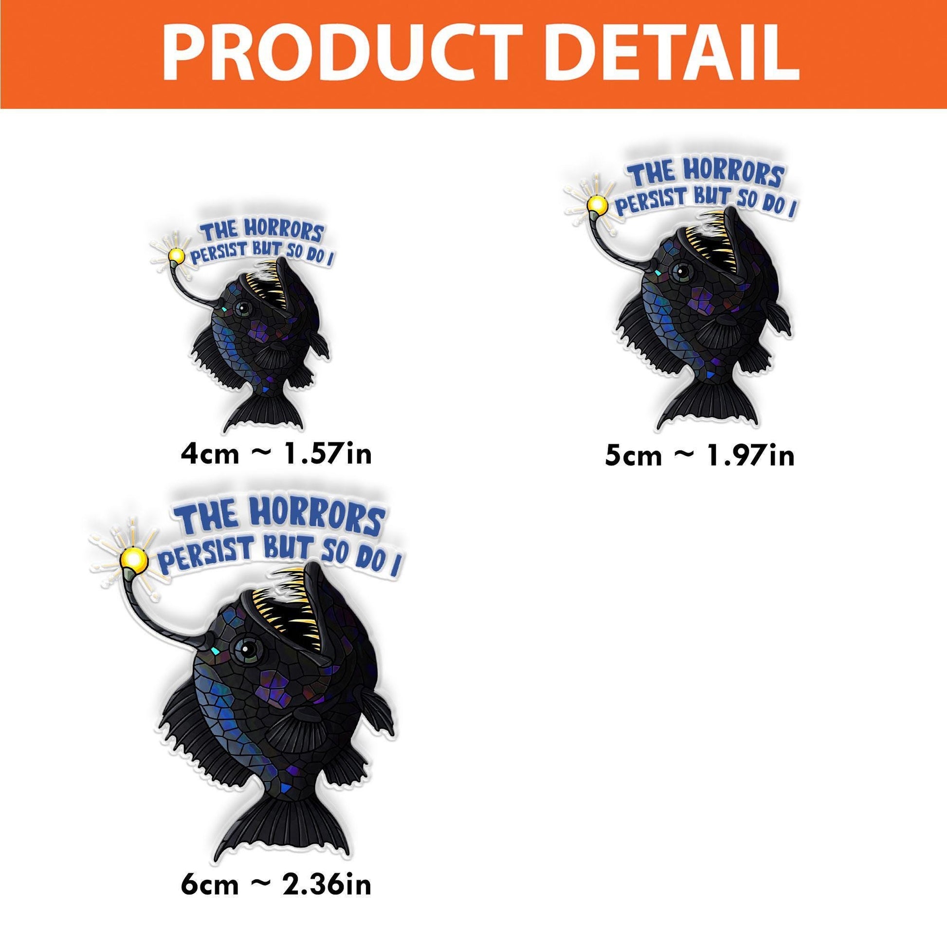 Anglerfish Badge Reel "The Horrors Persist But So Do I" | Funny Dark Humor Quote Retractable ID Holder | Nurse Teacher Office Gift Idea