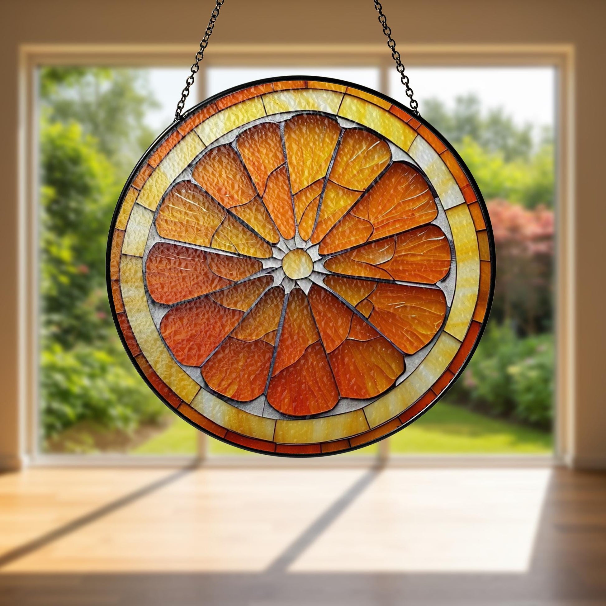 Orange Slice GLASS Suncatcher, Citrus Window Decor, Glass Sun Catcher, Fruit Suncatcher, Unique Window Decoration, Glass Art, Sunlight Decor