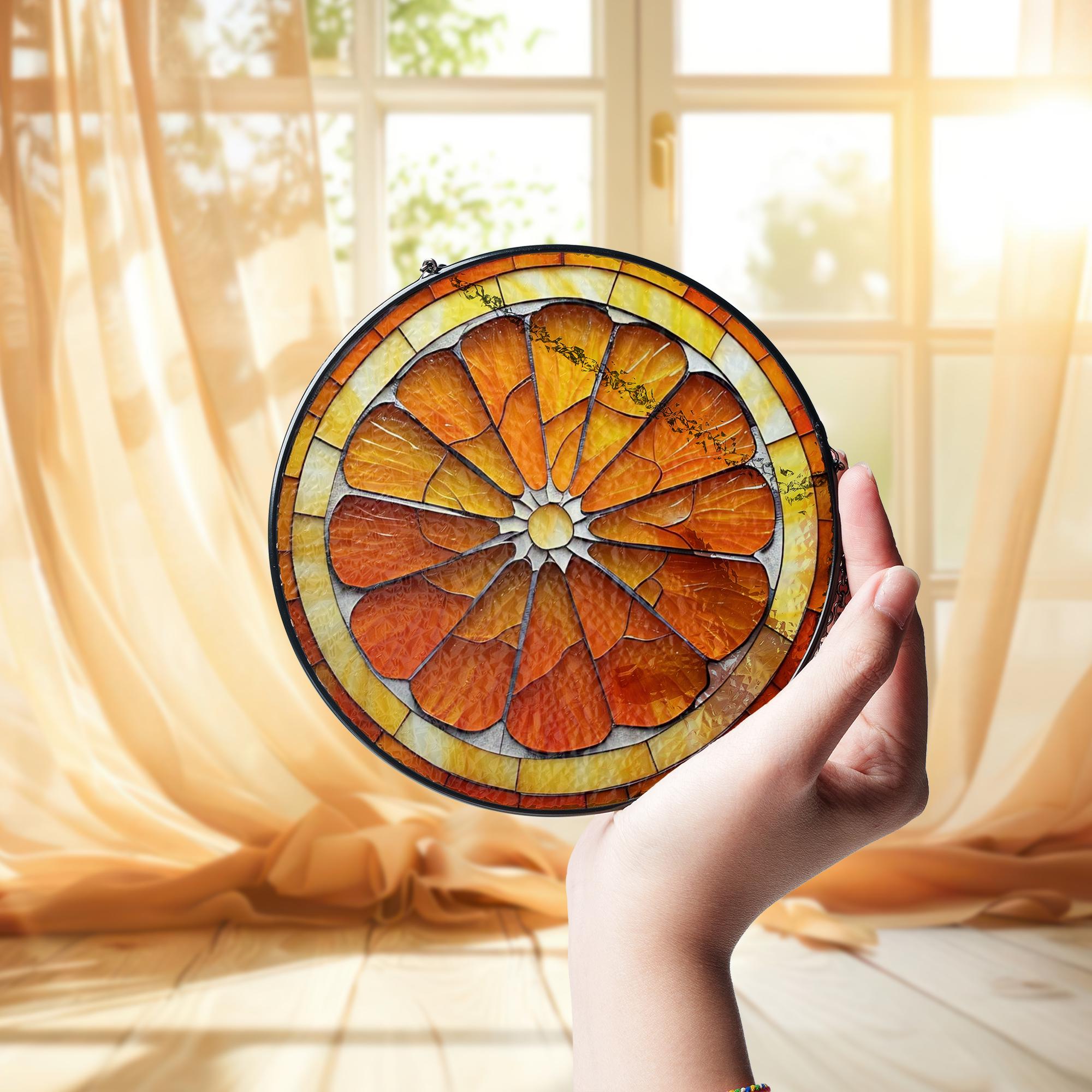 Orange Slice GLASS Suncatcher, Citrus Window Decor, Glass Sun Catcher, Fruit Suncatcher, Unique Window Decoration, Glass Art, Sunlight Decor