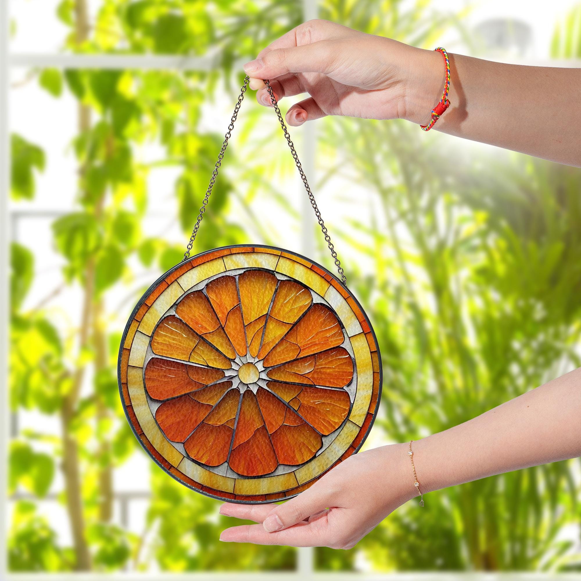 Orange Slice GLASS Suncatcher, Citrus Window Decor, Glass Sun Catcher, Fruit Suncatcher, Unique Window Decoration, Glass Art, Sunlight Decor
