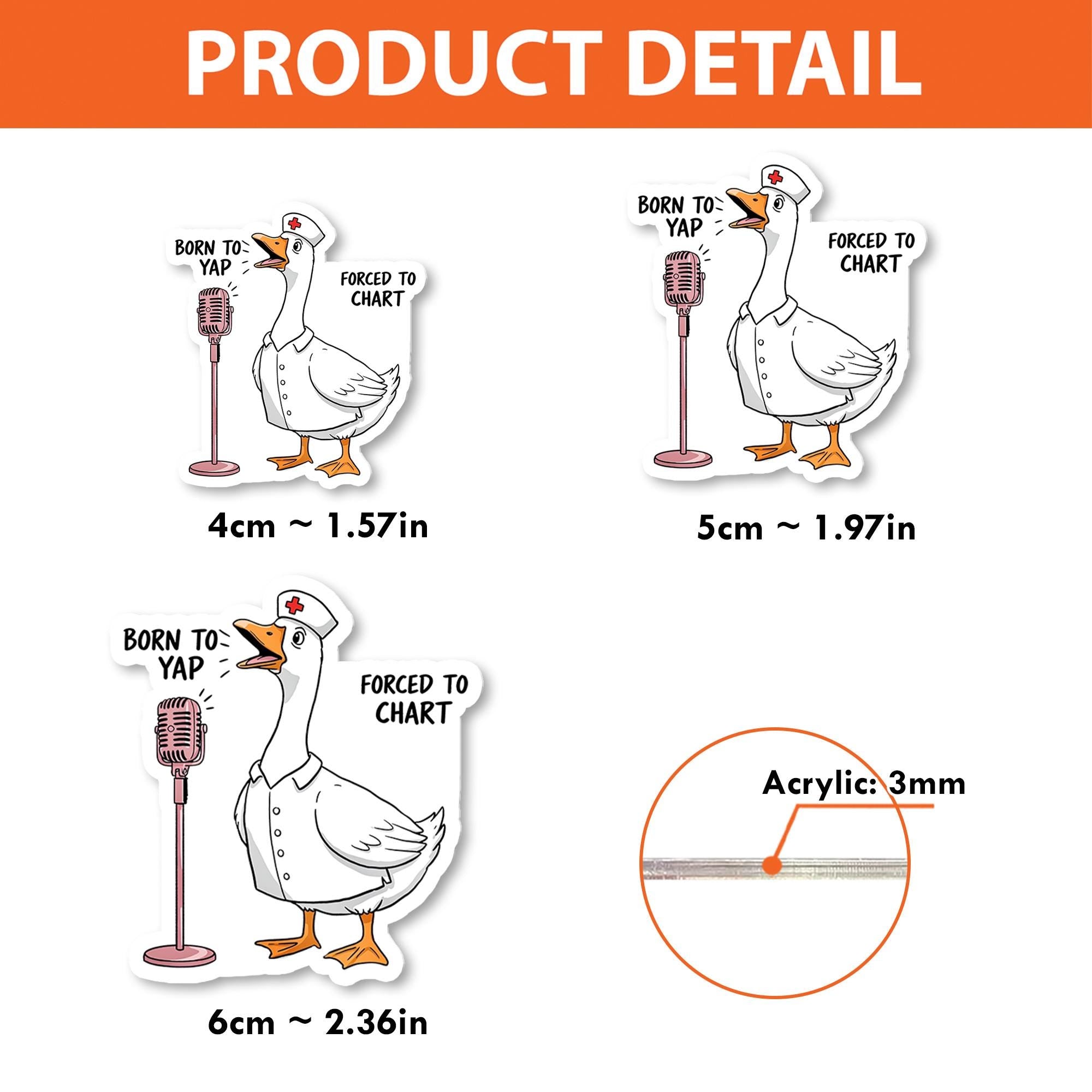 Funny Nurse Goose Badge Reel | Born to Yap Forced to Chart ID Clip | Quirky Medical Gift | Retractable Work Badge Holder for Nurses