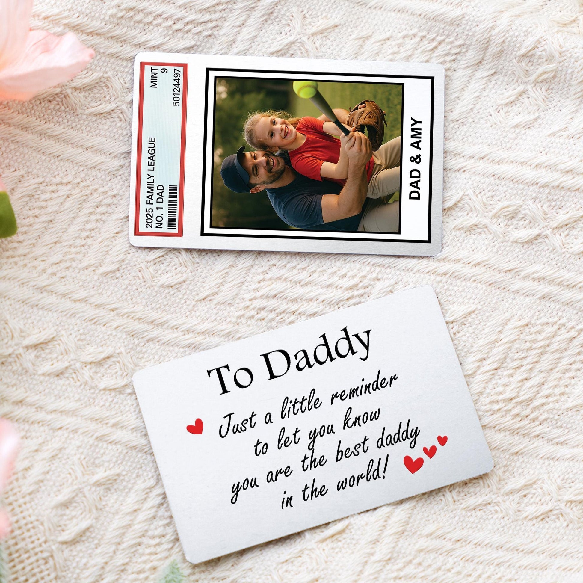 Custom Photo Wallet Card for Dad | Father's Day Gift from Kids | Personalized Metal Wallet Insert | Dad & Child Keepsake Card