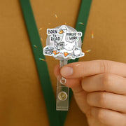 Funny Reading Duck Badge Reel, Born To Read Forced To Work Quote, Cute Book Lover Retractable ID Holder Gift for Nurse Teacher Librarian