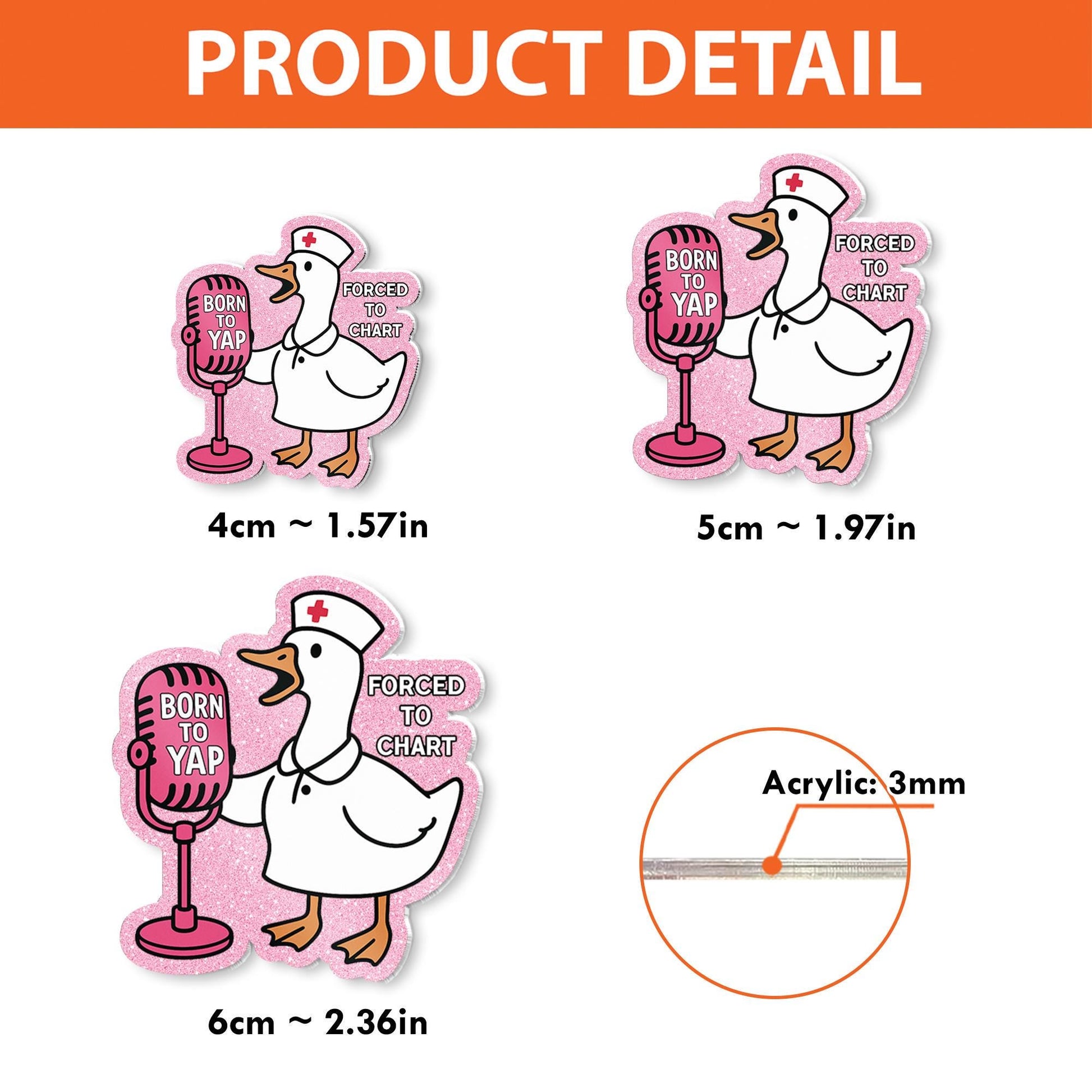 Funny Nurse Duck Badge Reel, Born to Yap Forced to Chart, Retractable ID Holder, Humorous Healthcare Worker Gift for RN, LPN