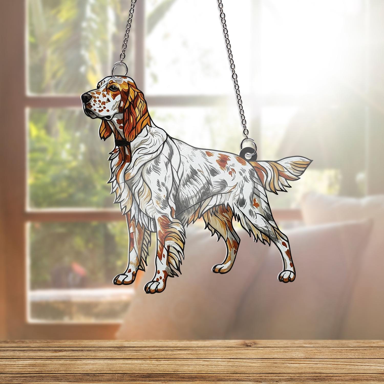 English Setter ACRYLIC Window Hanging, Dog Mom Gift, Bird Dog Decor, Gift for Dog Lovers, Hunting Dog Window Art, Gift For Dad