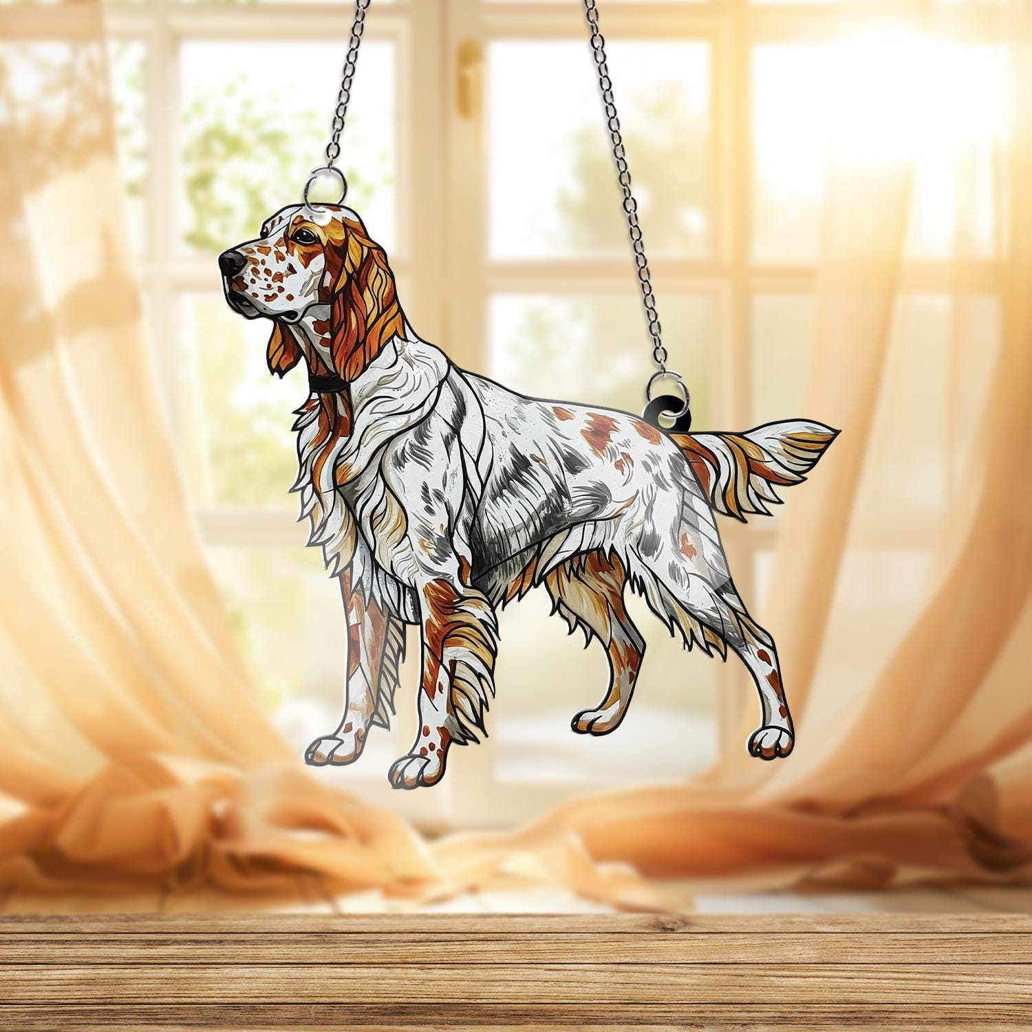 English Setter ACRYLIC Window Hanging, Dog Mom Gift, Bird Dog Decor, Gift for Dog Lovers, Hunting Dog Window Art, Gift For Dad
