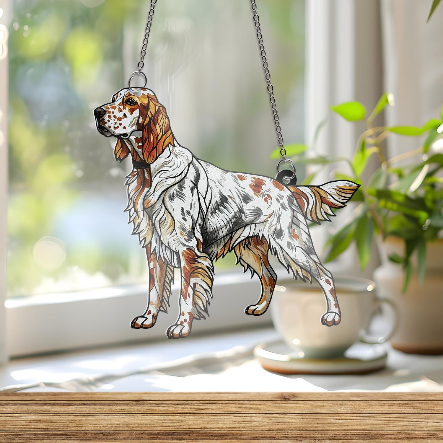 English Setter ACRYLIC Window Hanging, Dog Mom Gift, Bird Dog Decor, Gift for Dog Lovers, Hunting Dog Window Art, Gift For Dad