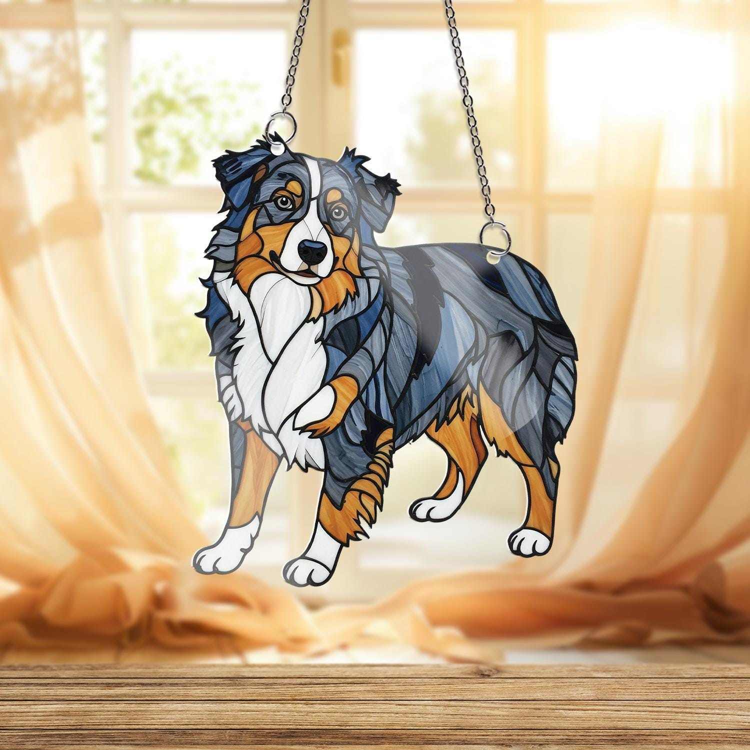 Australian Shepherd Acrylic Window Hanging, Dog Lover Gift, Shepherd Suncatcher, Pet Memorial Decor, Dog Window Art, Shepherd Home Decor