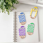 Personalized Paper Clip Bookmarks, Custom Name Page Markers, Cute Checkered Stationery, Fun Office Gift, Back to School Supplies