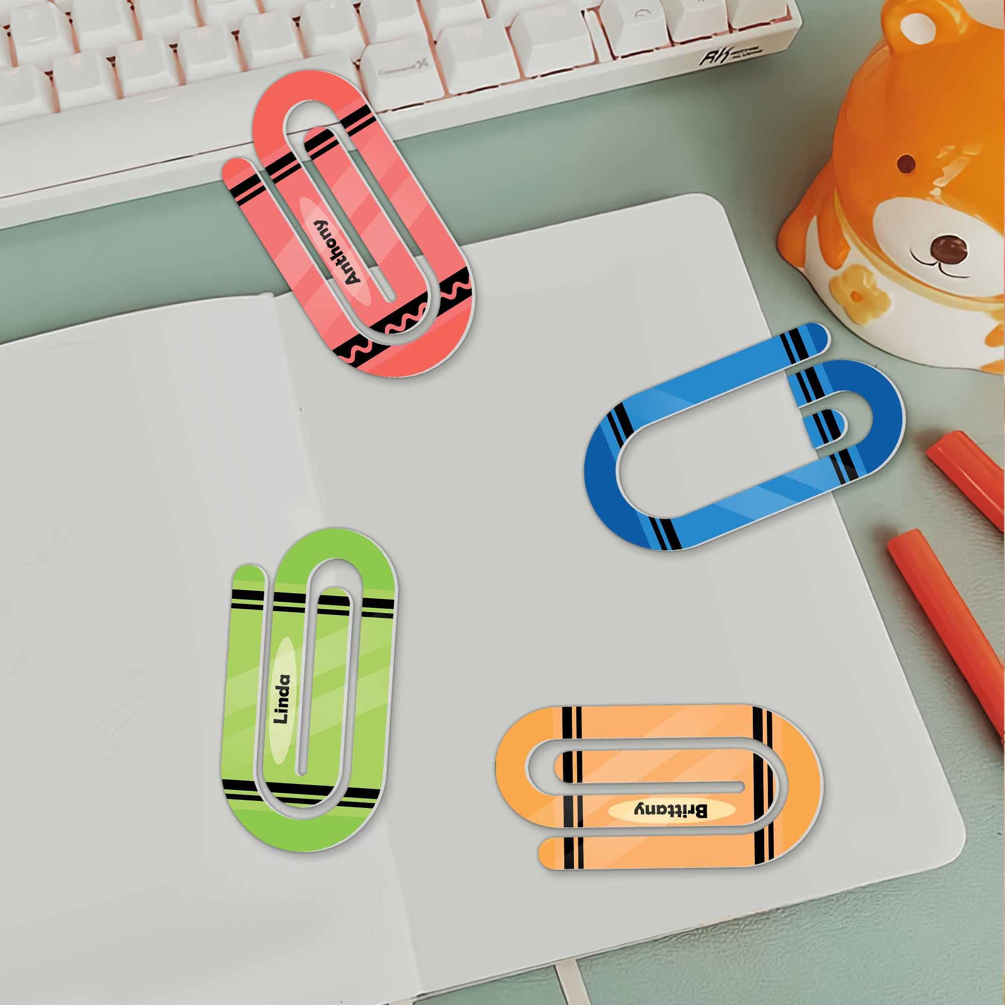 Personalized Name Paper Clips, Custom Color Page Markers, Cute Stationery Gift, Planner Accessories, Office School Supplies
