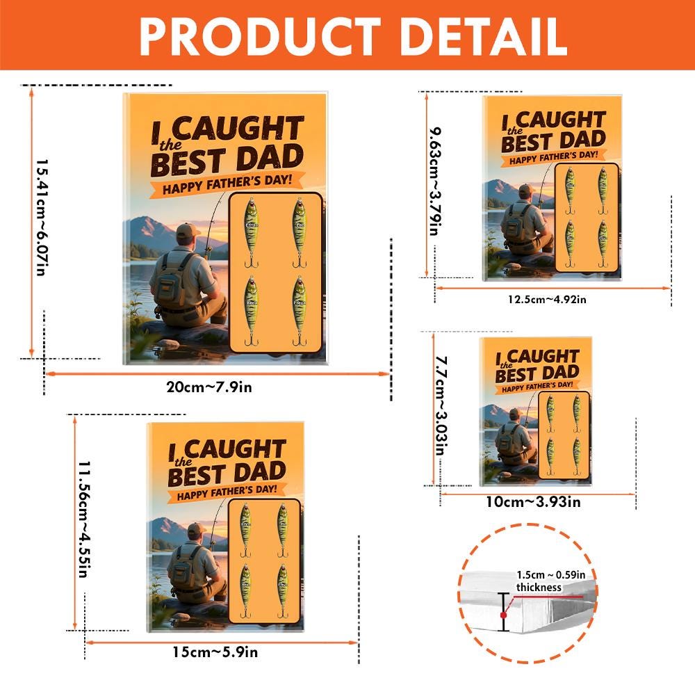 Personalized "Caught the Best Dad" Acrylic Block Plaque - Happy Father's Day Fishing Gift for Him - Unique Fisherman Present, Custom
