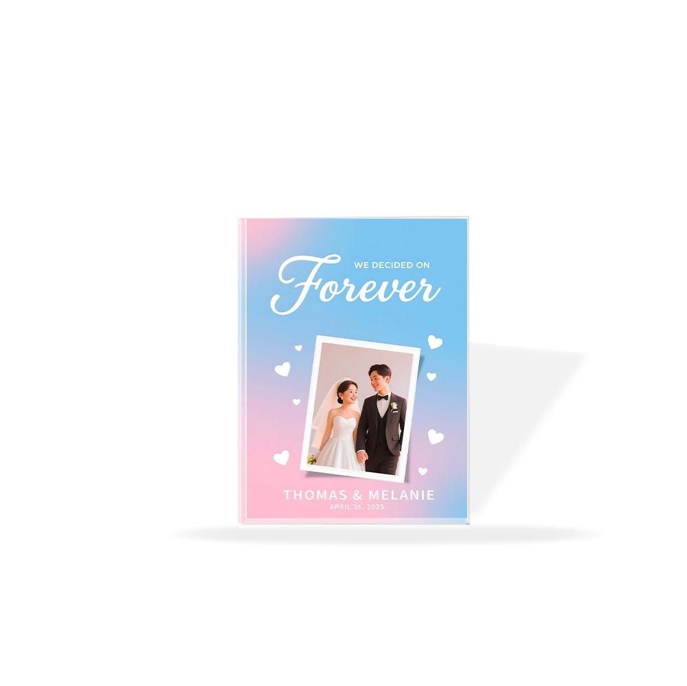 Personalized Forever We Decided On Acrylic Block, Wedding Anniversary Photo Plaque, Custom photo Couple Keepsake, Romantic Gift for Him Her