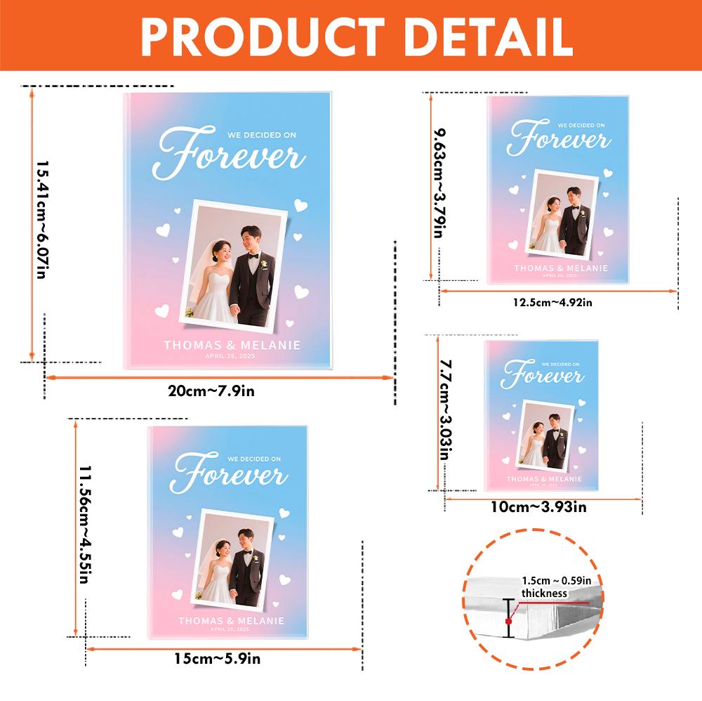 Personalized Forever We Decided On Acrylic Block, Wedding Anniversary Photo Plaque, Custom photo Couple Keepsake, Romantic Gift for Him Her