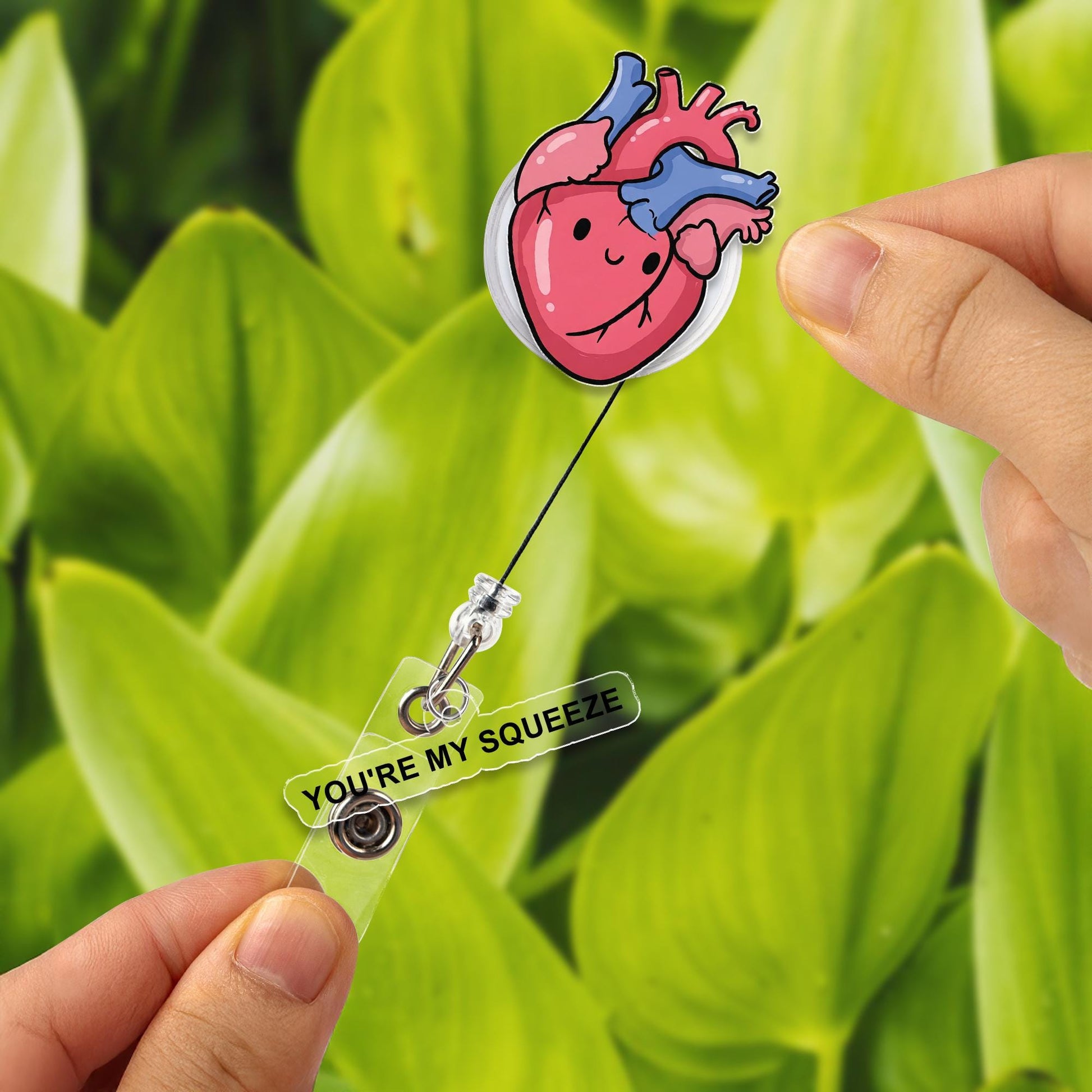 Cute Anatomical Heart Badge Reel – “You’re My Squeeze” Funny Nurse ID Holder, Retractable Clip for Medical, Nursing, and Healthcare Workers