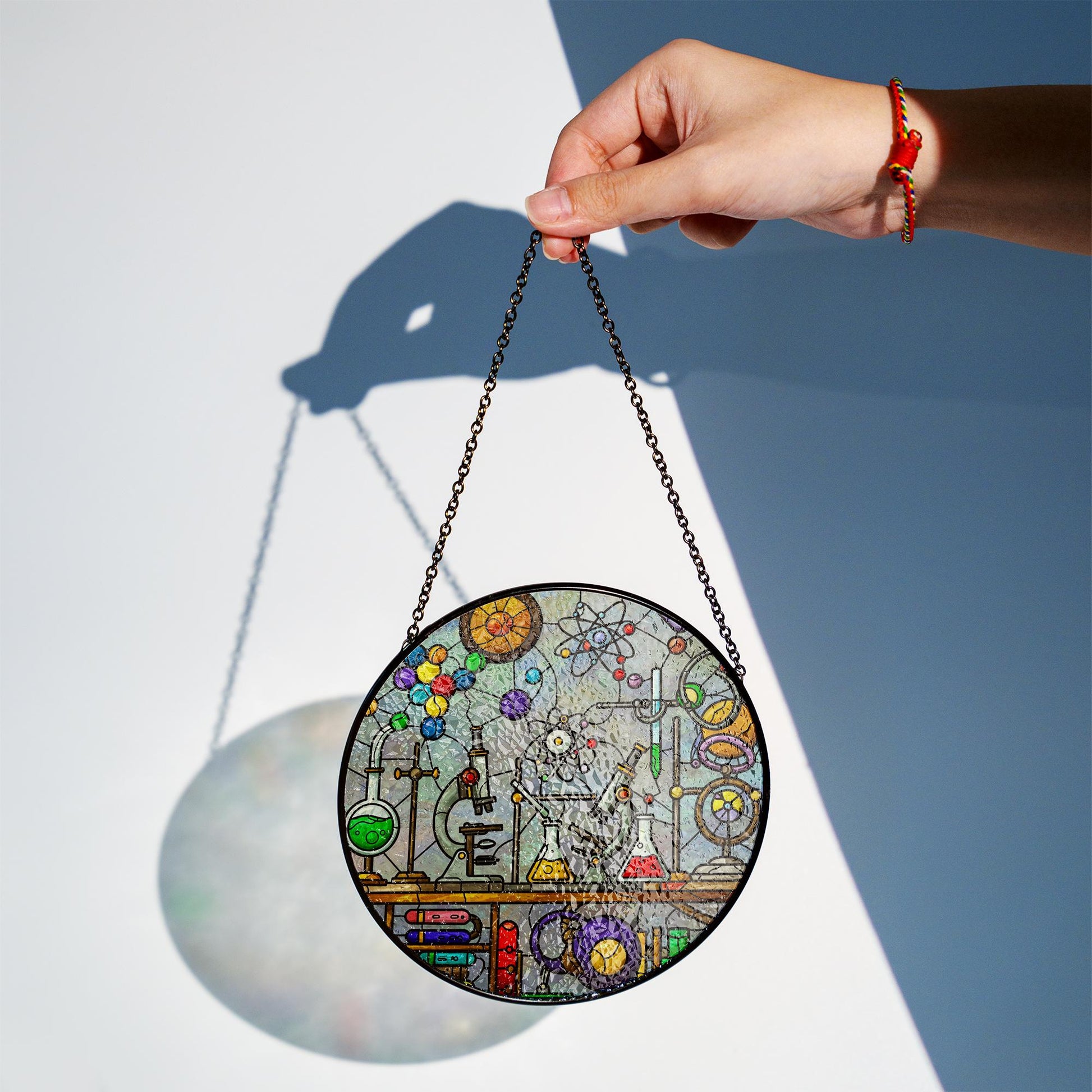 Science Lab Glass Suncatcher | Chemistry Beaker Window Hanging | Gift for Science Teacher, Lab Nerd, STEM Lover | Science Home Decor