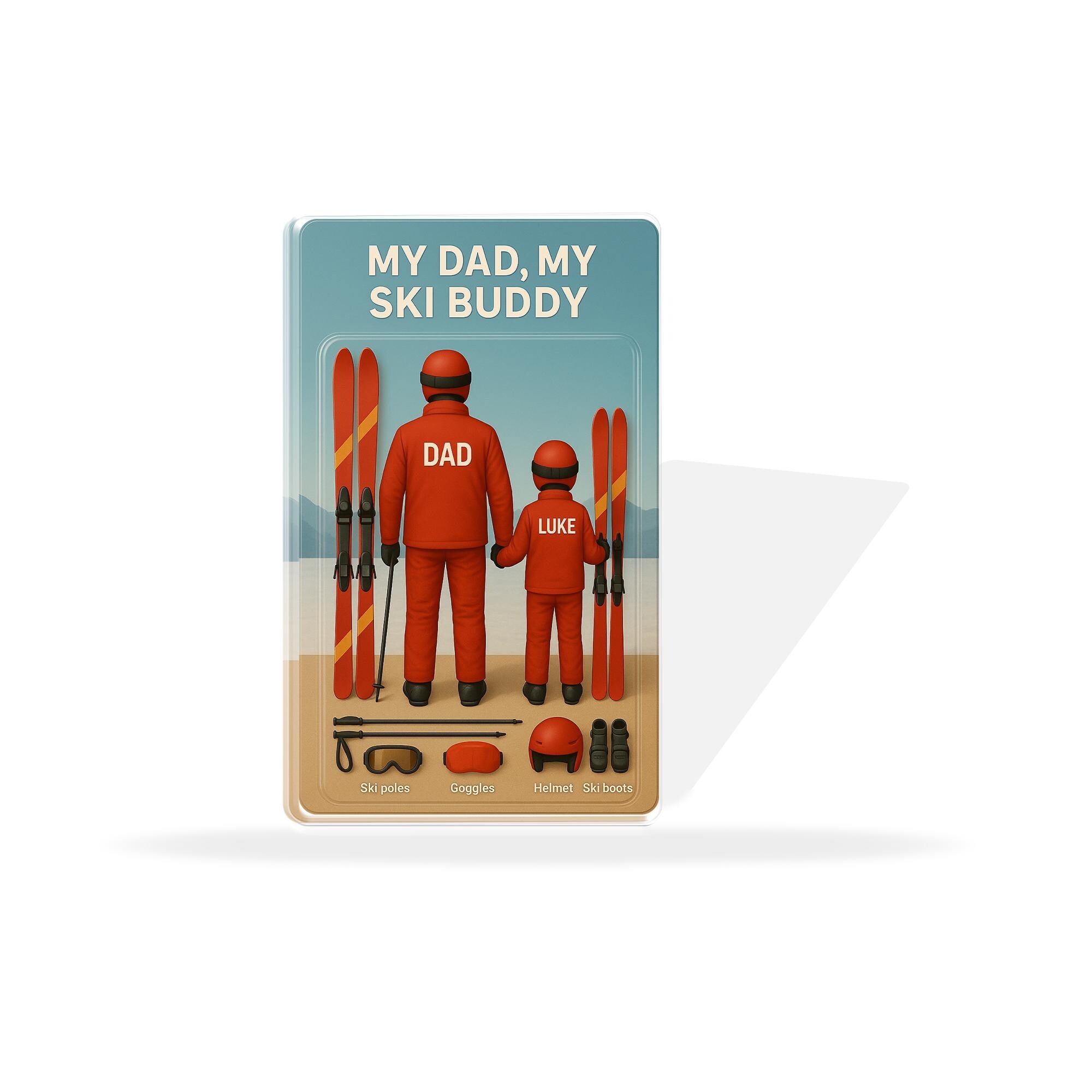 My Dad My Ski Buddy Acrylic Plaque – Personalized Father's Day Gift from Son, Custom Winter Sports Keepsake for Ski-Loving Dads