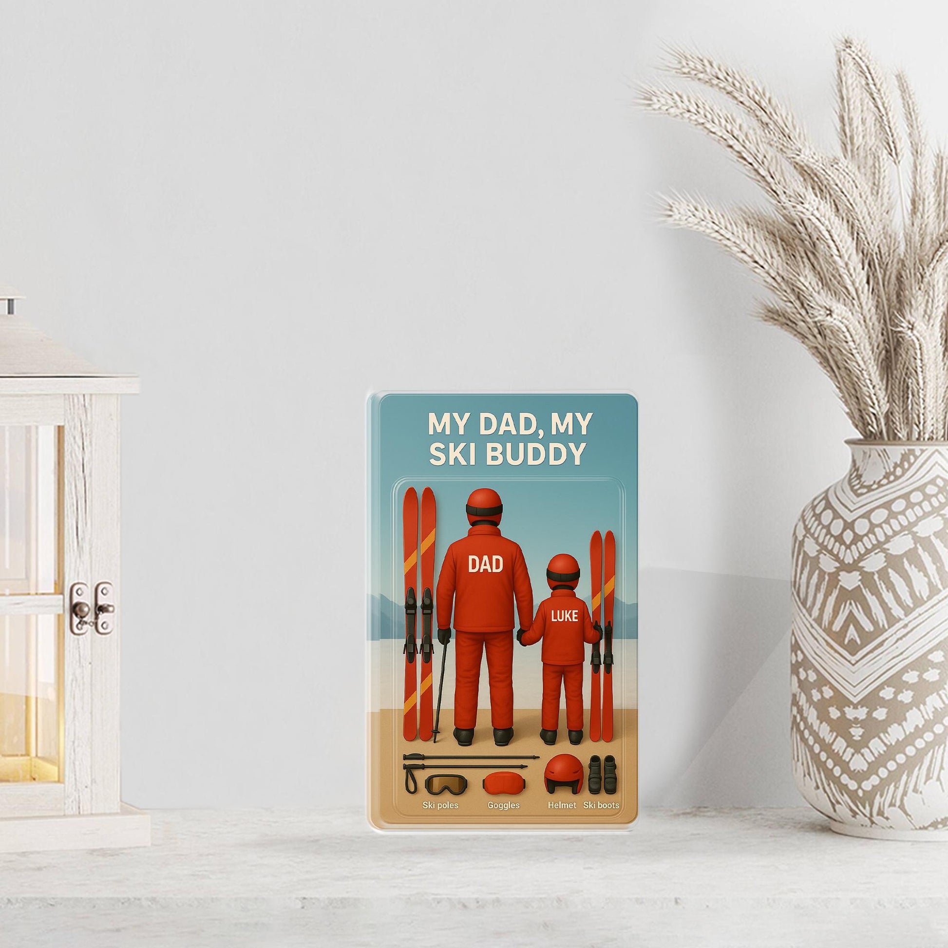 My Dad My Ski Buddy Acrylic Plaque – Personalized Father's Day Gift from Son, Custom Winter Sports Keepsake for Ski-Loving Dads