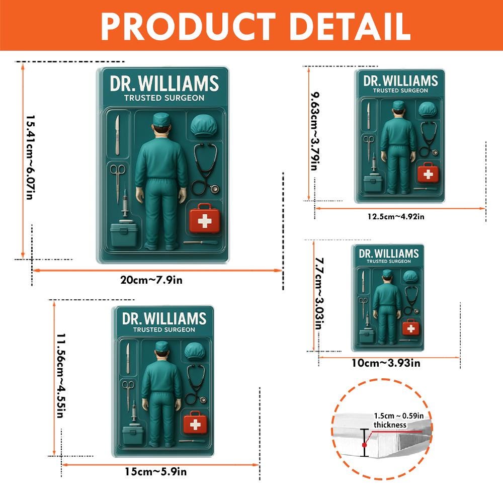 Personalized Surgeon Acrylic Plaque – Custom Father's Day Gift for Doctor Dad, Unique Desk Decor for Medical Professionals