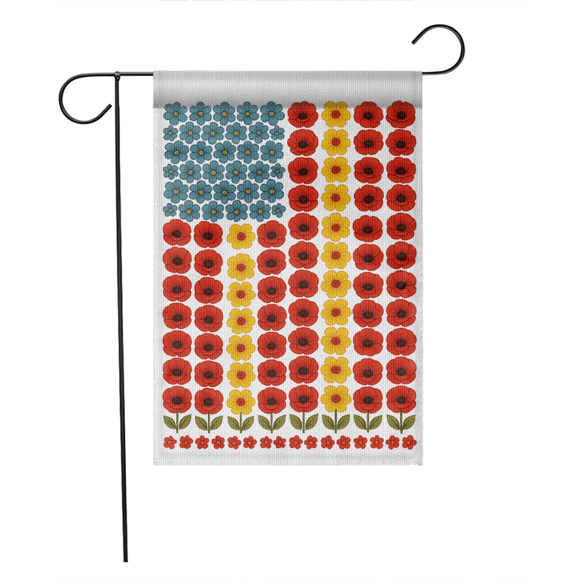 Patriotic Floral American Flag Garden Flag – 4th of July Outdoor Decor, Red White Blue Yard Flag, Summer Holiday Garden Banner