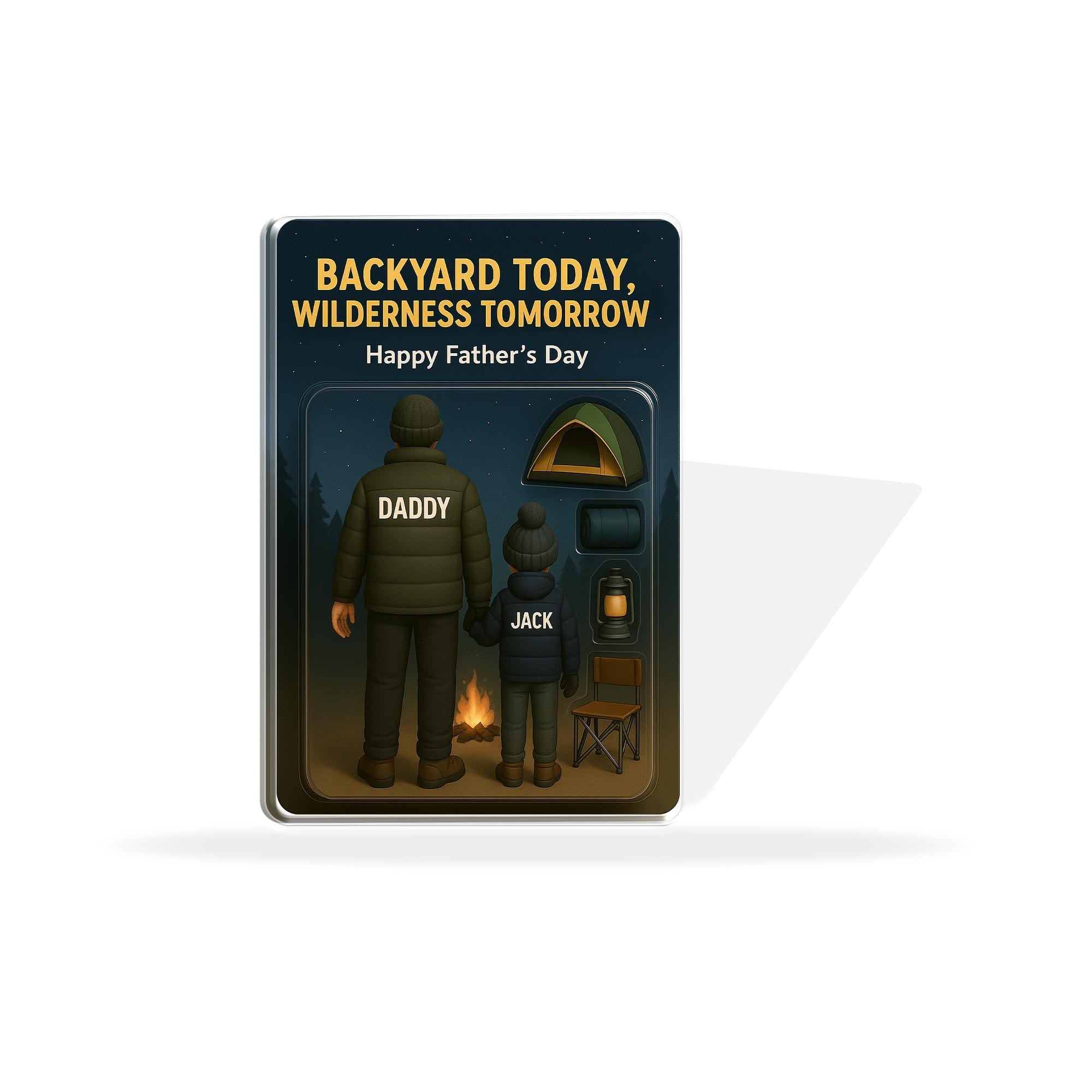 Custom Camping Dad Acrylic Block | Personalized Father’s Day Gift from Kids | Outdoor Adventure Keepsake | Campfire Family Plaque