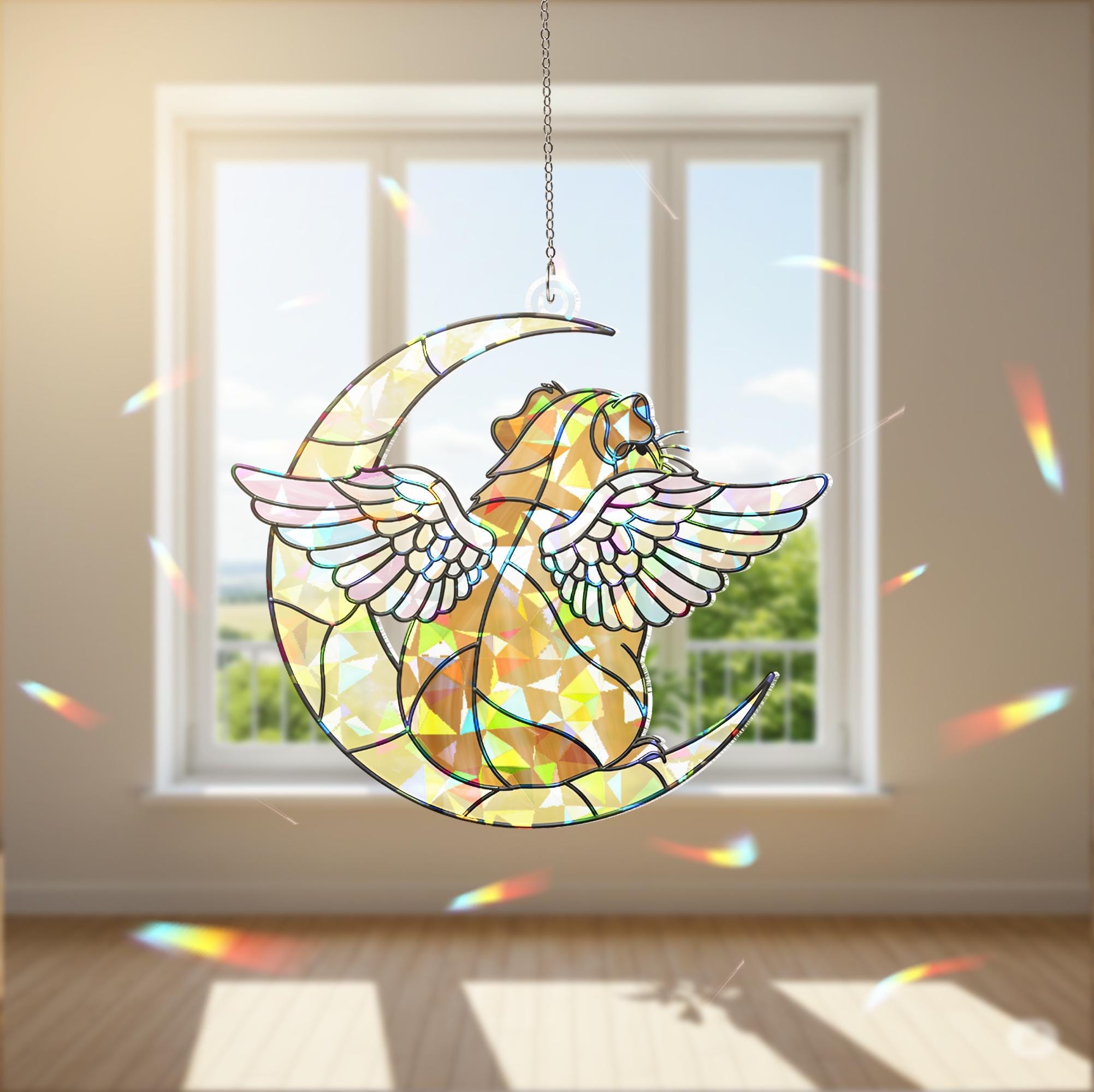 Golden Agouti Rex Guinea Pig Acrylic Decor, Angel Pet Memorial, Holographic Acrylic Decor, Guinea Pig Memorial Gift, Loss Of Pet Gift
