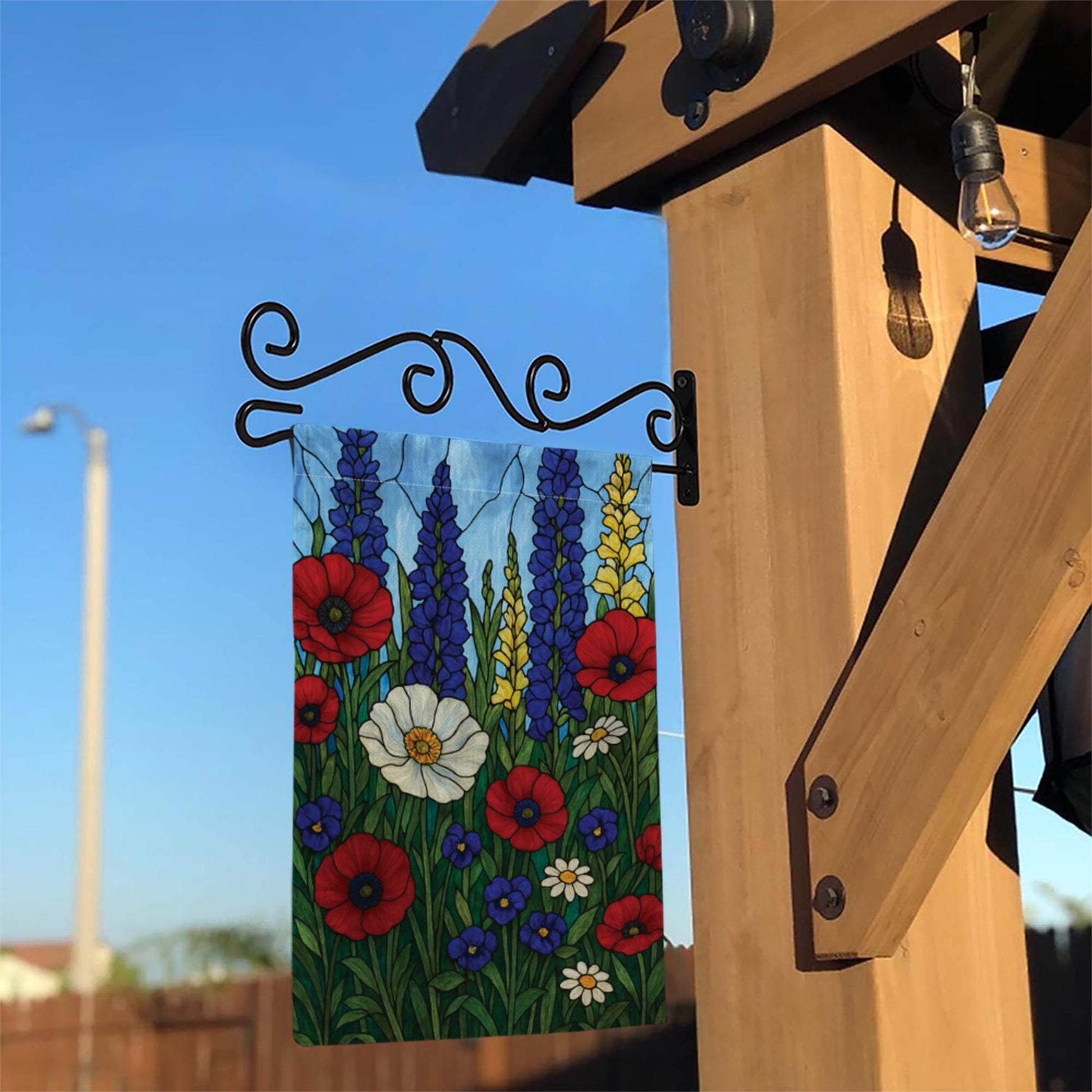 Patriotic Wildflower Garden Flag | Red White Blue Summer Floral Yard Banner | 4th of July Outdoor Decor | Rustic Americana Vibes