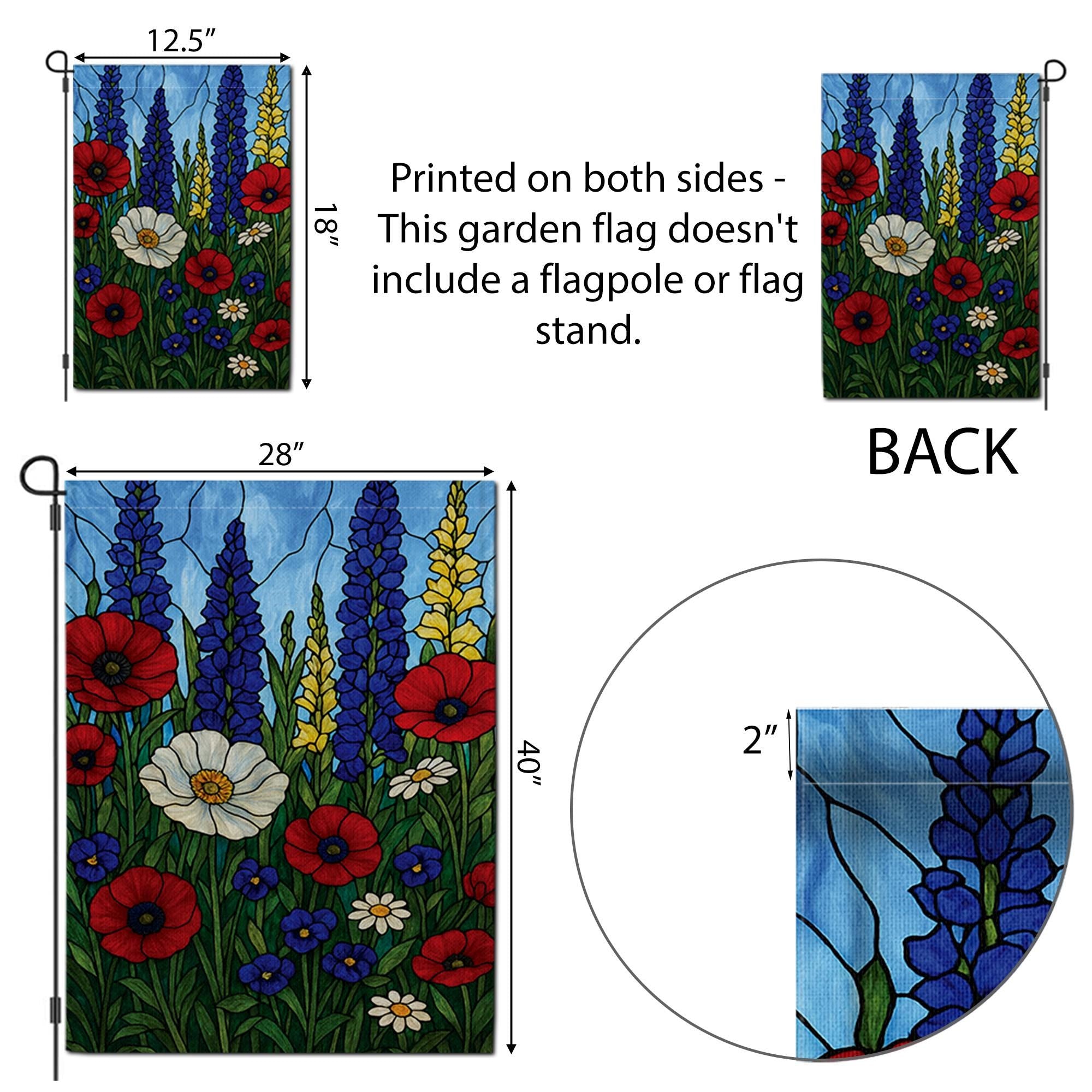 Patriotic Wildflower Garden Flag | Red White Blue Summer Floral Yard Banner | 4th of July Outdoor Decor | Rustic Americana Vibes