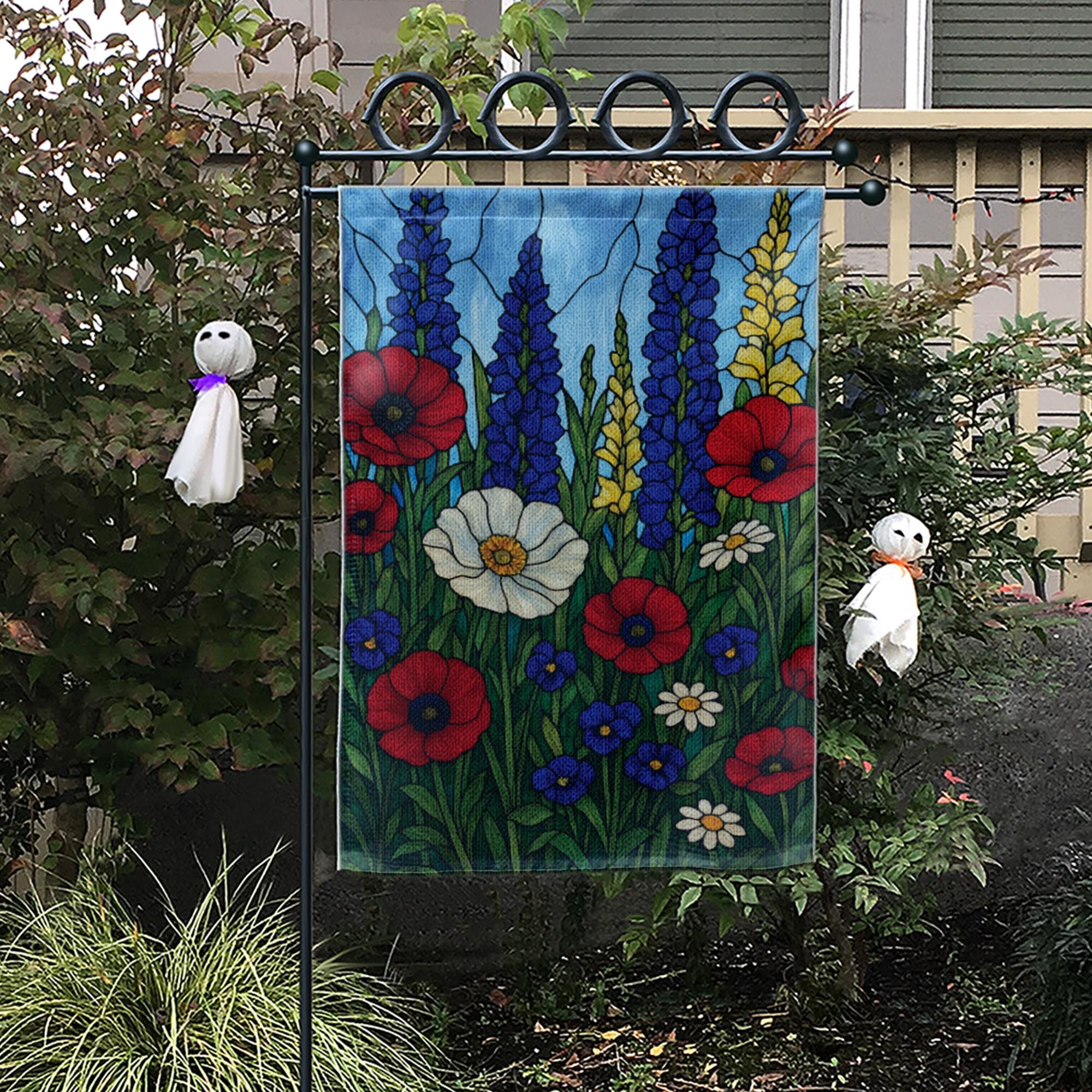 Patriotic Wildflower Garden Flag | Red White Blue Summer Floral Yard Banner | 4th of July Outdoor Decor | Rustic Americana Vibes