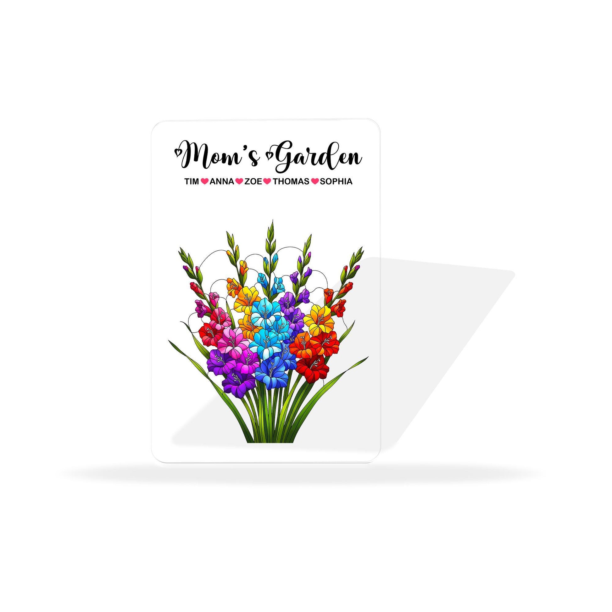 Personalized Mom's Garden Gladiolus Floral Acrylic Plaque, Custom Kids Names Gift for Mom Grandma, Mother's Day, August Birthday Keepsake