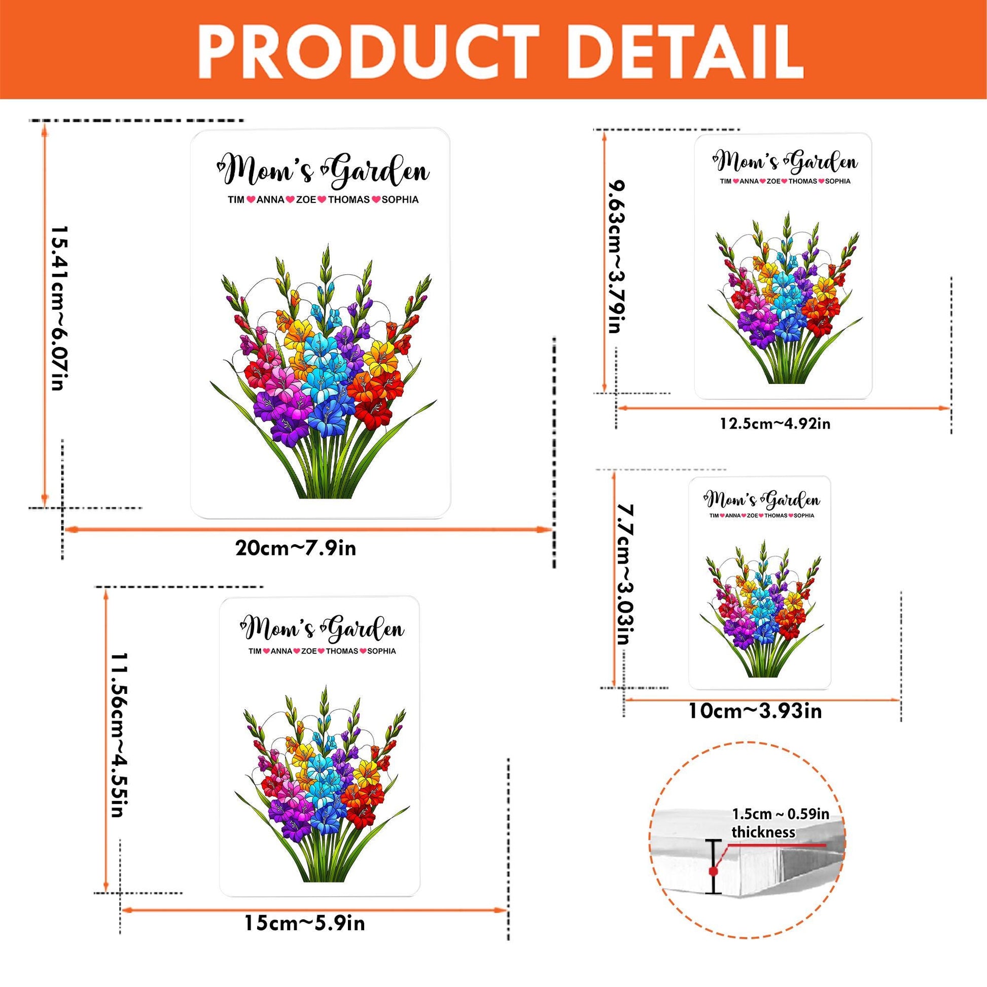 Personalized Mom's Garden Gladiolus Floral Acrylic Plaque, Custom Kids Names Gift for Mom Grandma, Mother's Day, August Birthday Keepsake