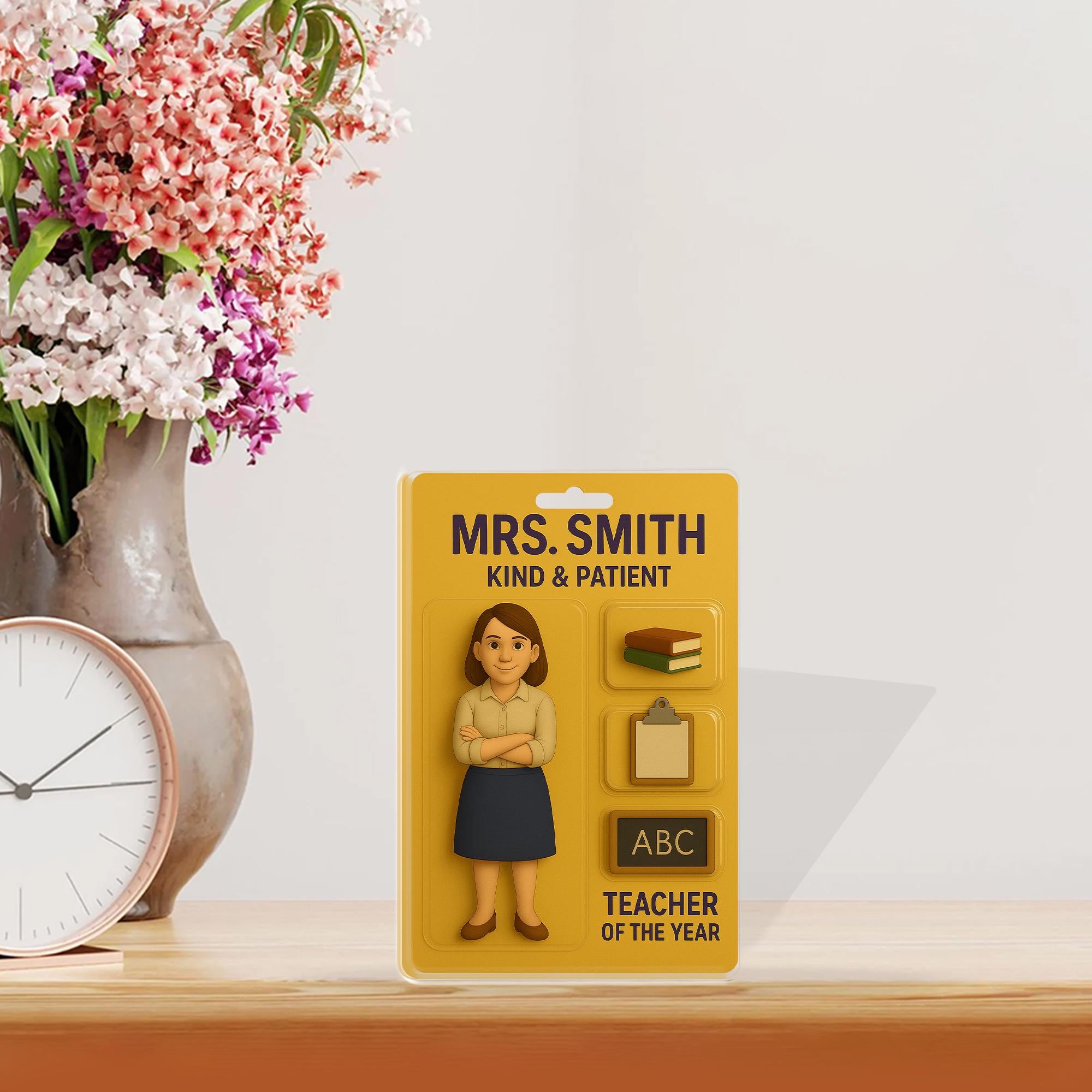 Custom Teacher Acrylic Block | Personalized Portrait Gift | End of Year Teacher Appreciation | Cute Desk Display Keepsake