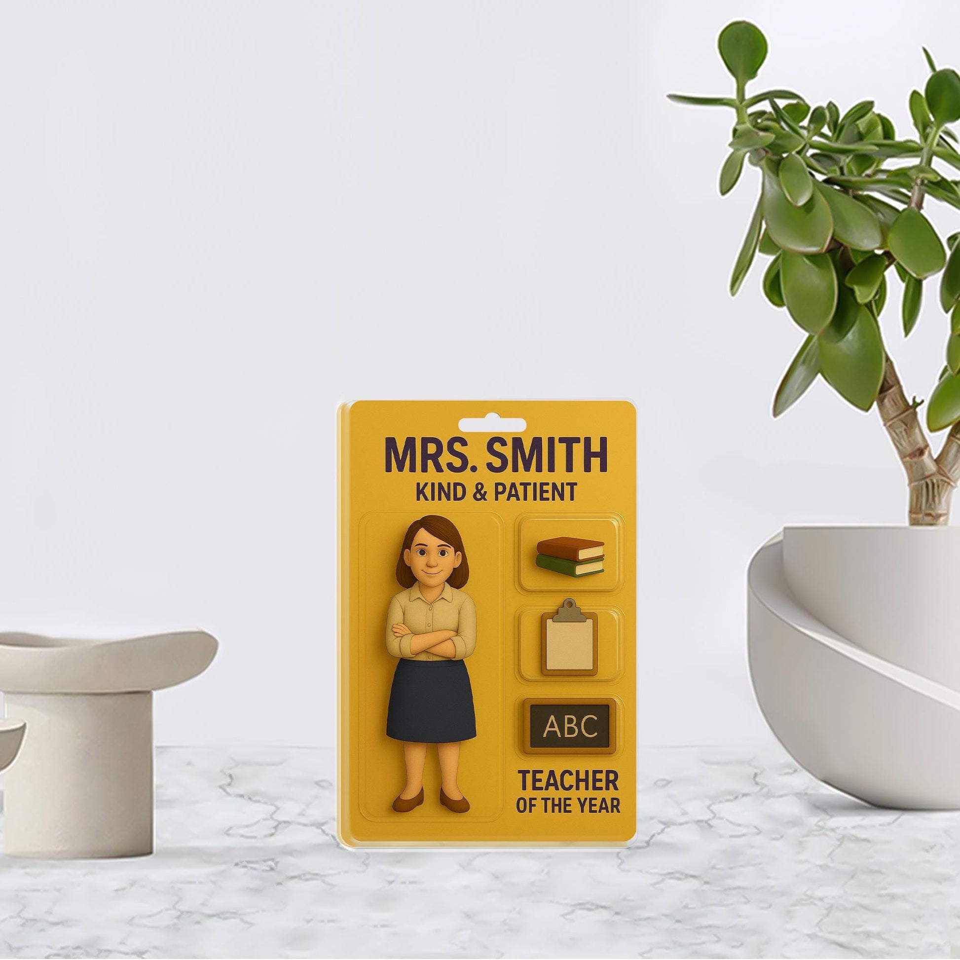 Custom Teacher Acrylic Block | Personalized Portrait Gift | End of Year Teacher Appreciation | Cute Desk Display Keepsake