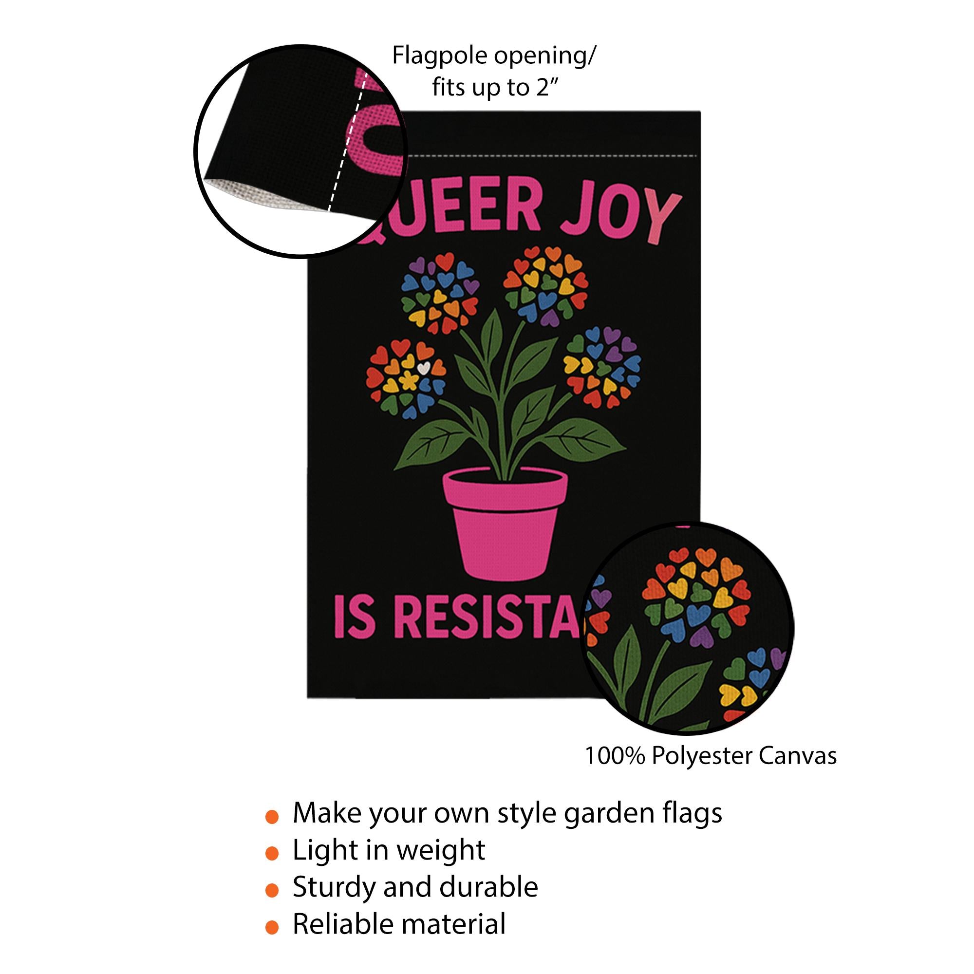 Queer Joy Is Resistance Garden Flag – LGBT Pride Yard Decor, Rainbow Flower Pot Flag, Inclusive LGBTQ+ Outdoor Banner for Lawn or Patio