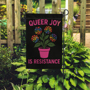 Queer Joy Is Resistance Garden Flag – LGBT Pride Yard Decor, Rainbow Flower Pot Flag, Inclusive LGBTQ+ Outdoor Banner for Lawn or Patio