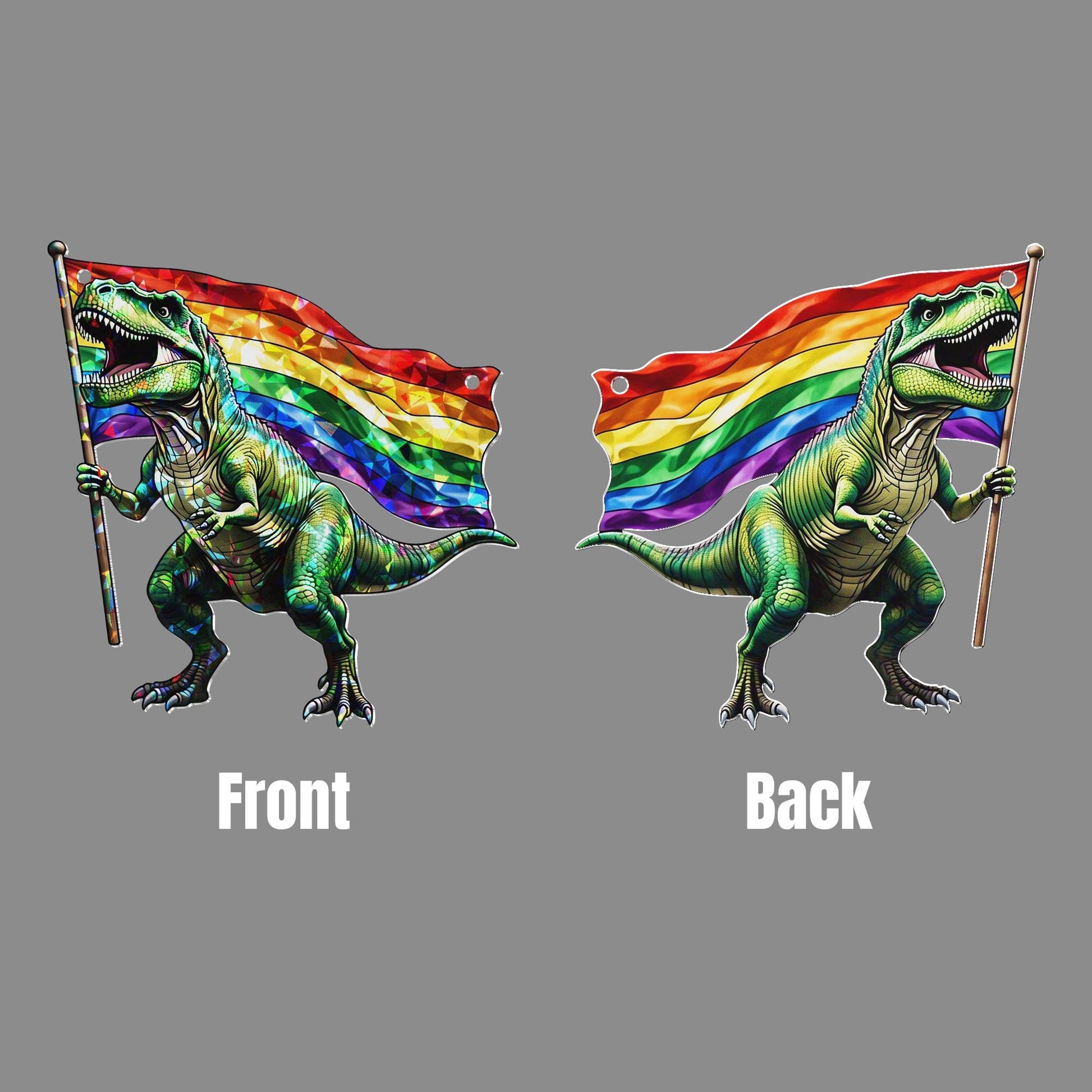 Pride Dinosaur Acrylic Window Hanging – Rainbow T-Rex LGBTQ+ Hanging, Funny LGBT Decor for Windows, Gifts for Allies & Pride Lovers
