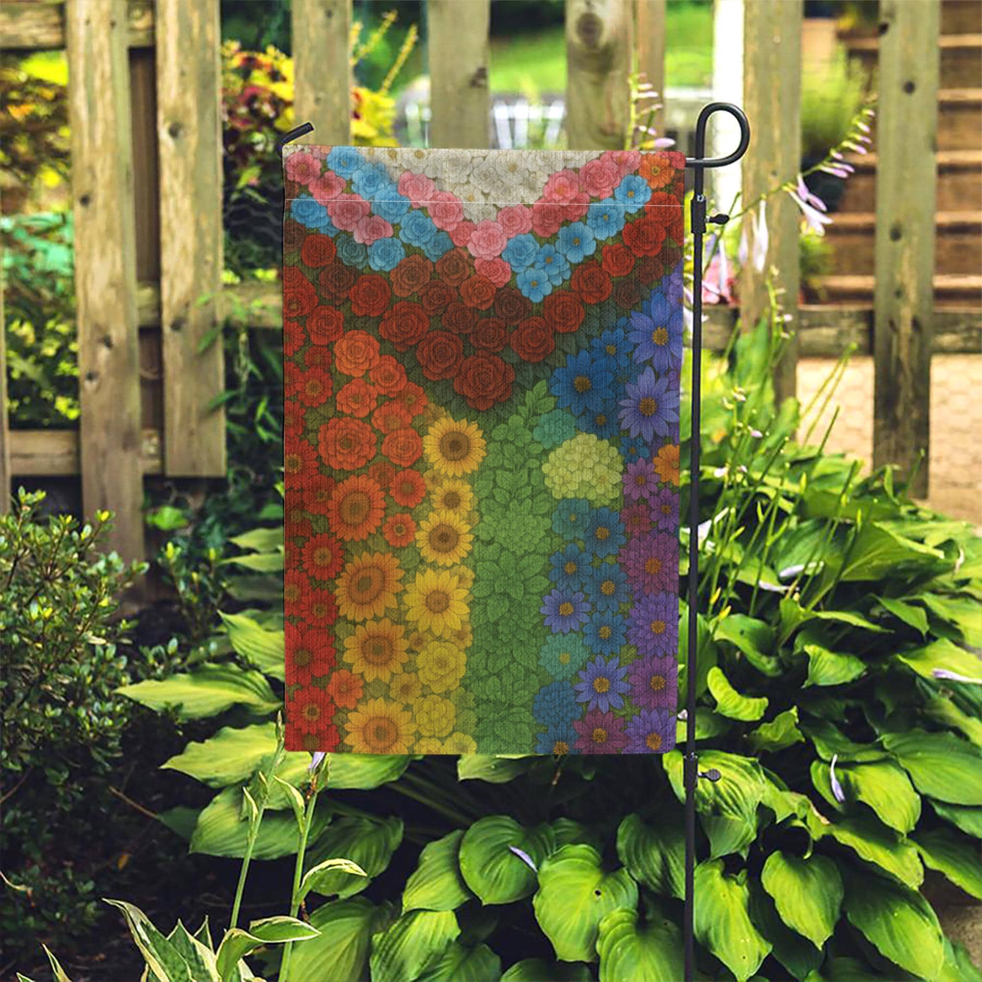 LGBT Pride Garden Flag – Floral Rainbow Outdoor Yard Decor, Inclusive Love is Love Flag, Colorful Queer Lawn Decoration