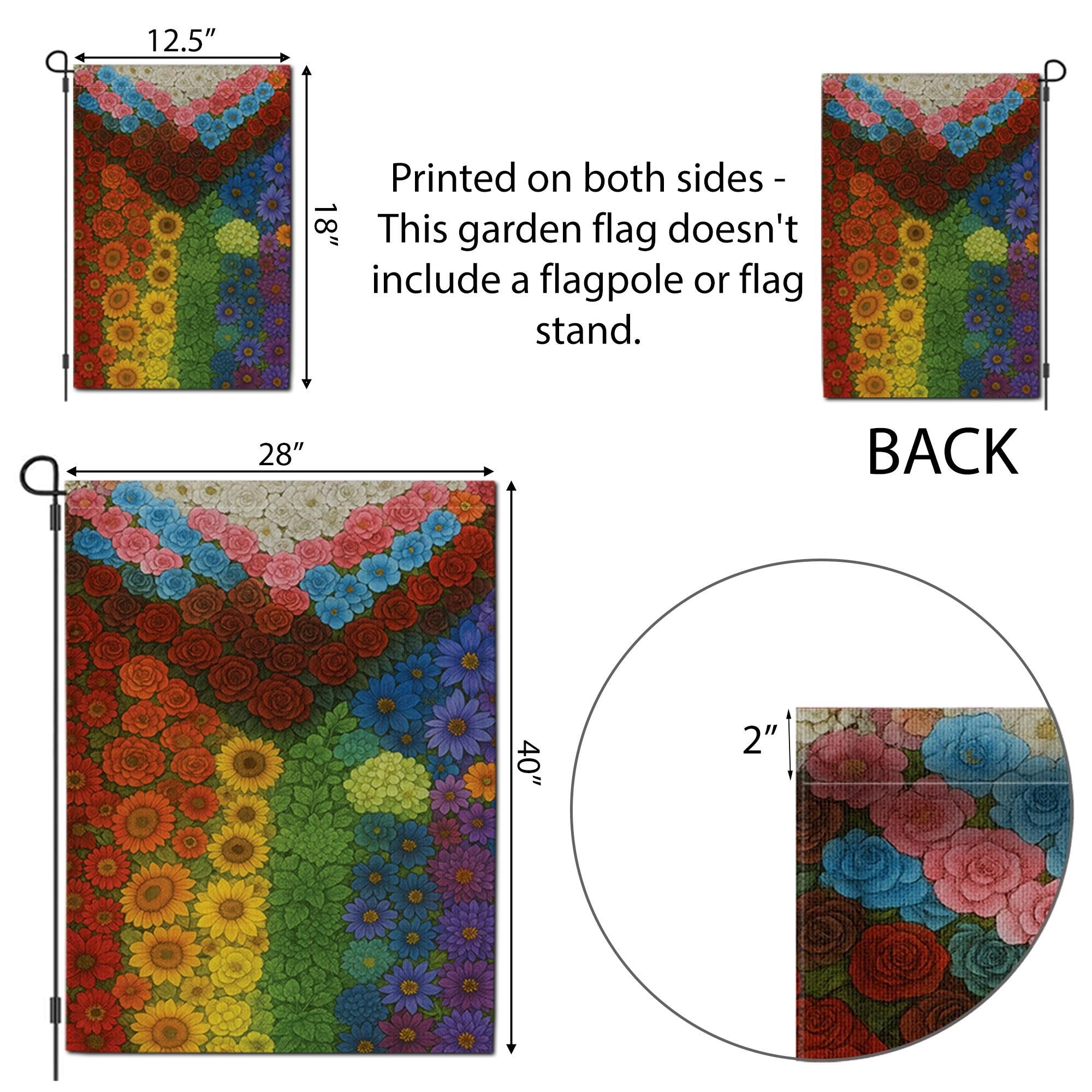 LGBT Pride Garden Flag – Floral Rainbow Outdoor Yard Decor, Inclusive Love is Love Flag, Colorful Queer Lawn Decoration