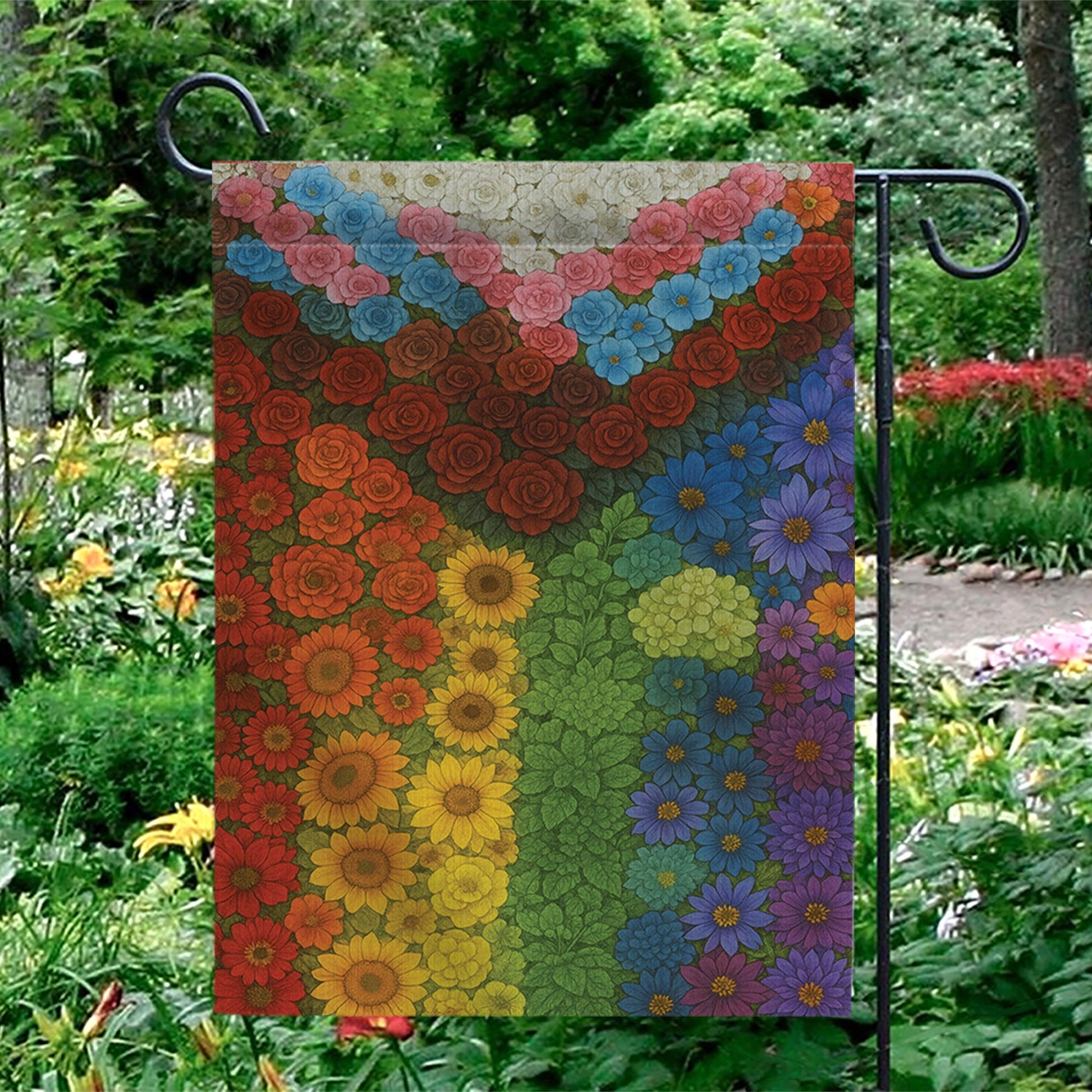 LGBT Pride Garden Flag – Floral Rainbow Outdoor Yard Decor, Inclusive Love is Love Flag, Colorful Queer Lawn Decoration