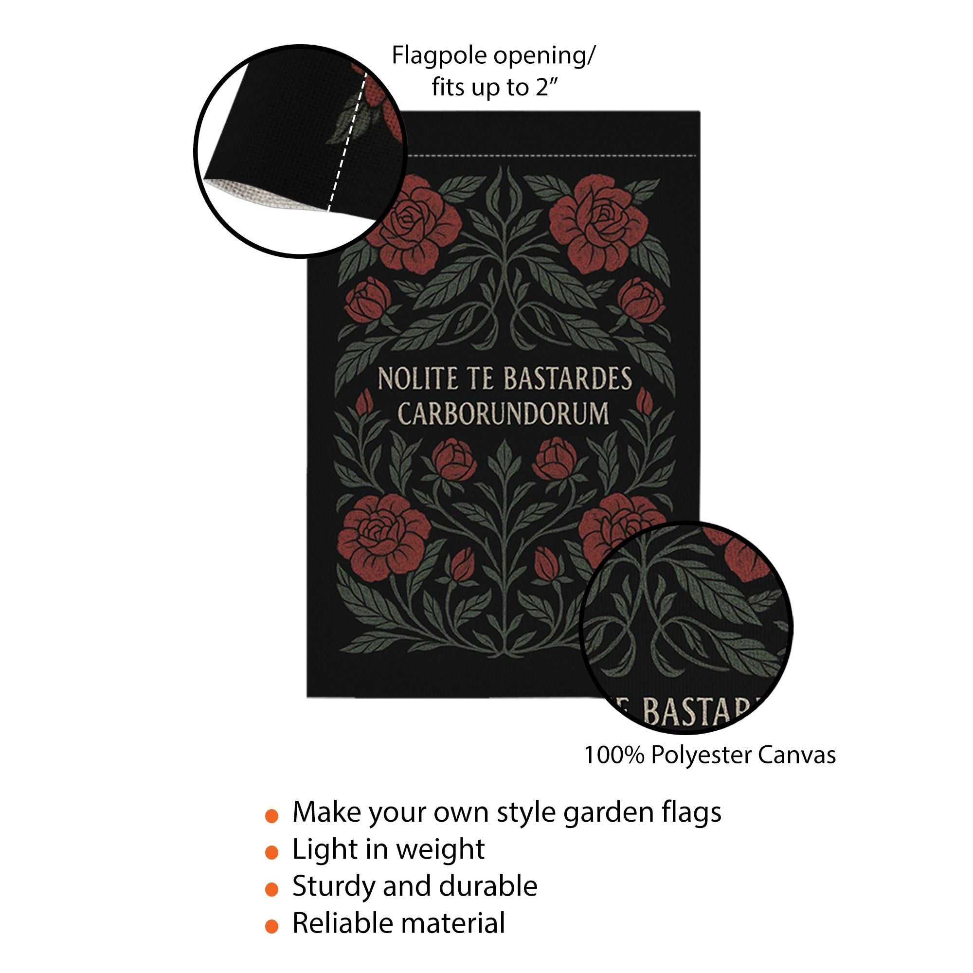 Nolite Te Bastardes Carborundorum Garden Flag – Handmaid’s Tale Quote Banner, Feminist Dark Floral Yard Decor, Empowerment Gift